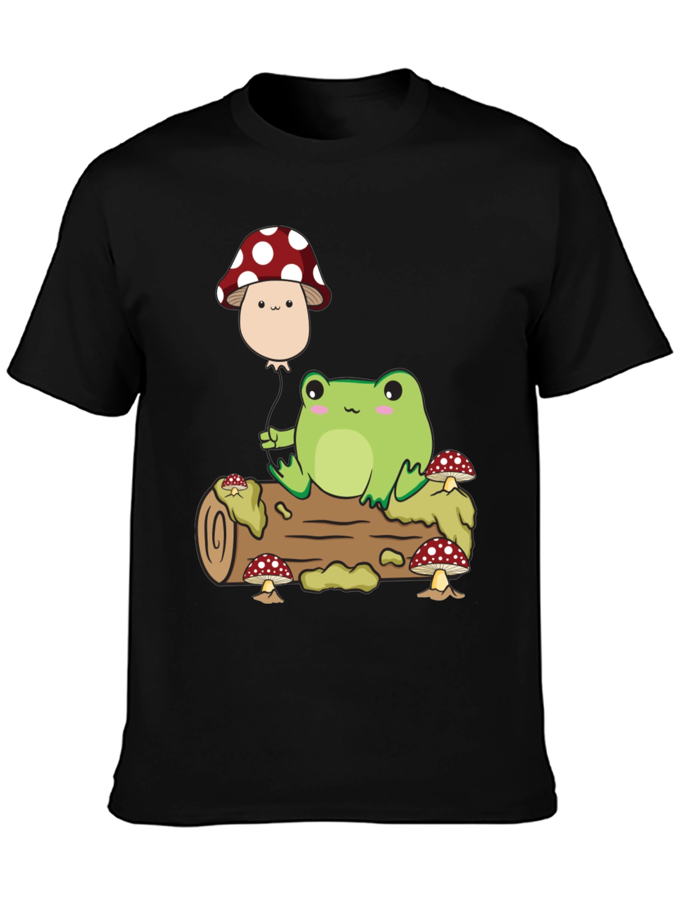 Cute Frog & Mushroom Balloon Graphic T-Shirt