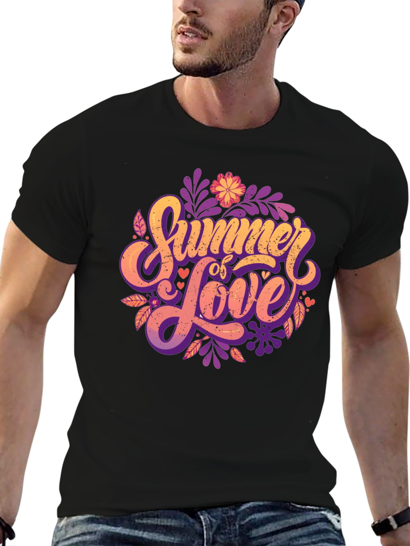 Summer of Love Graphic T-Shirt - Stylish Black Tee
