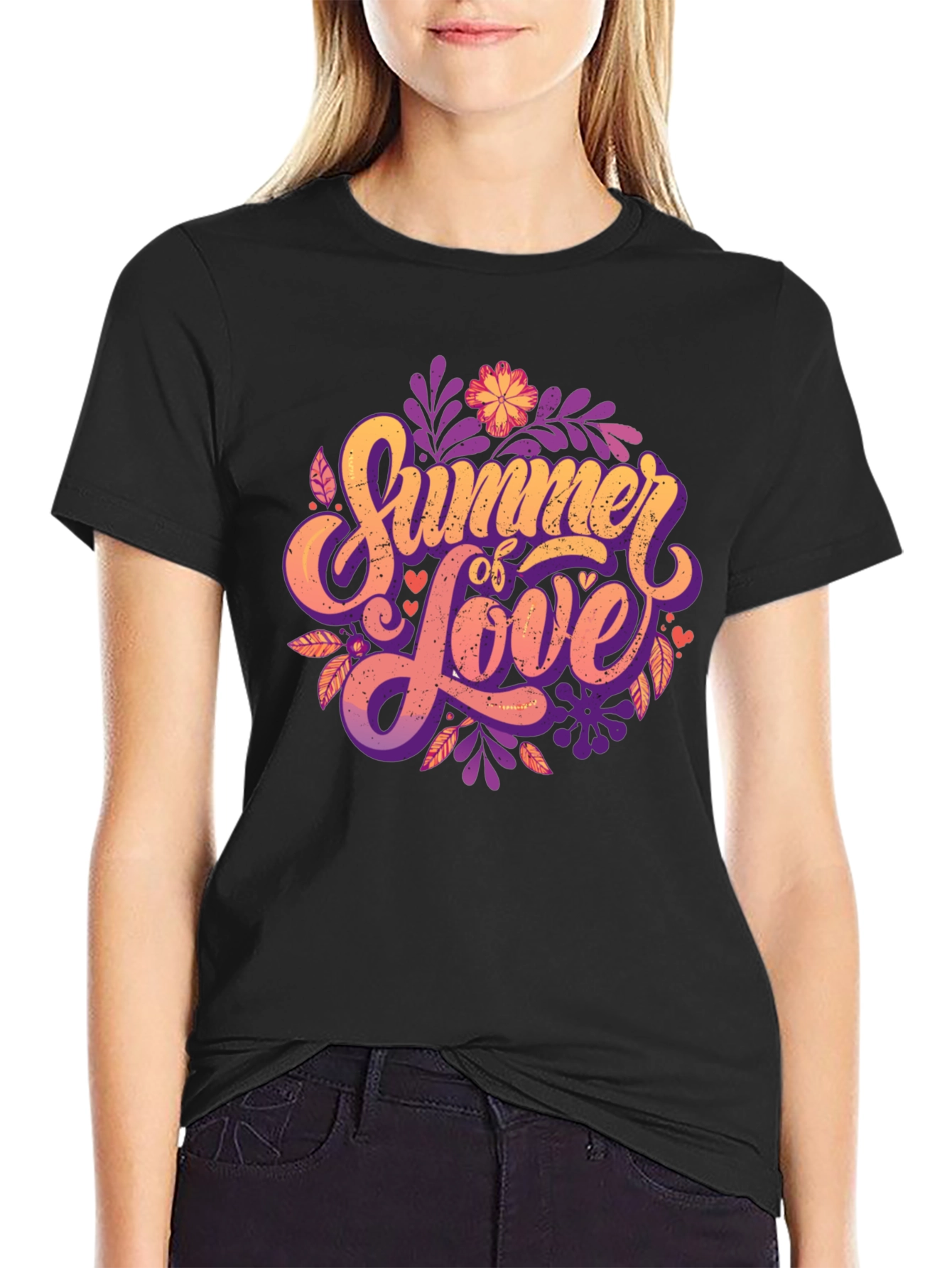 Summer of Love Graphic T-Shirt - Stylish Black Tee
