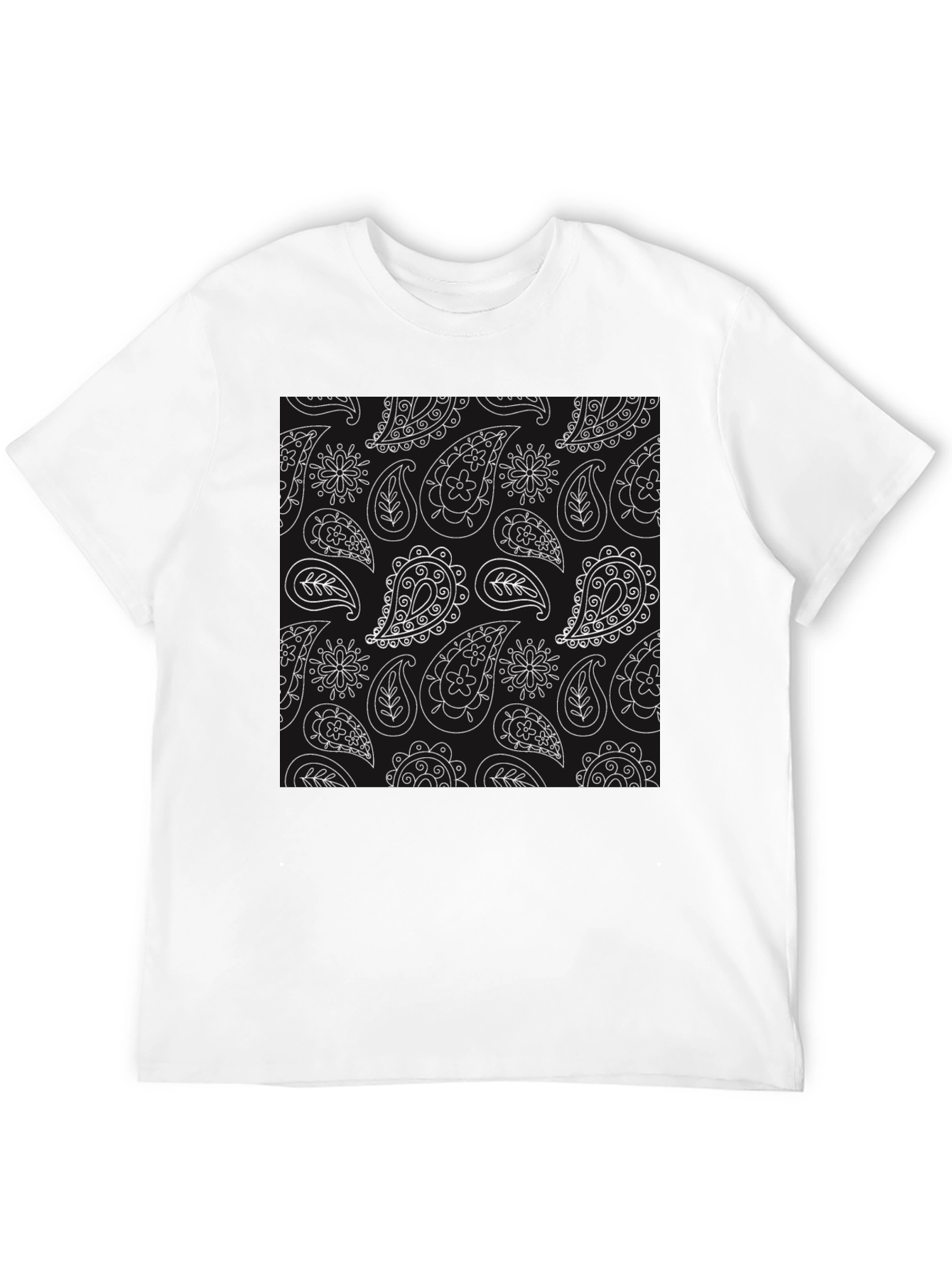 Stylish Black Paisley Pattern T-Shirt