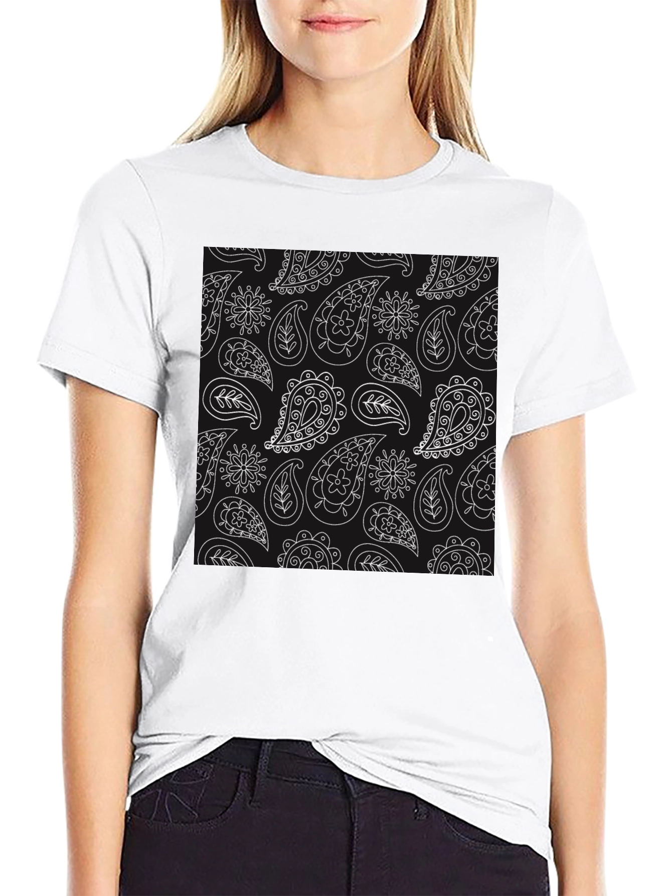 Stylish Black Paisley Pattern T-Shirt
