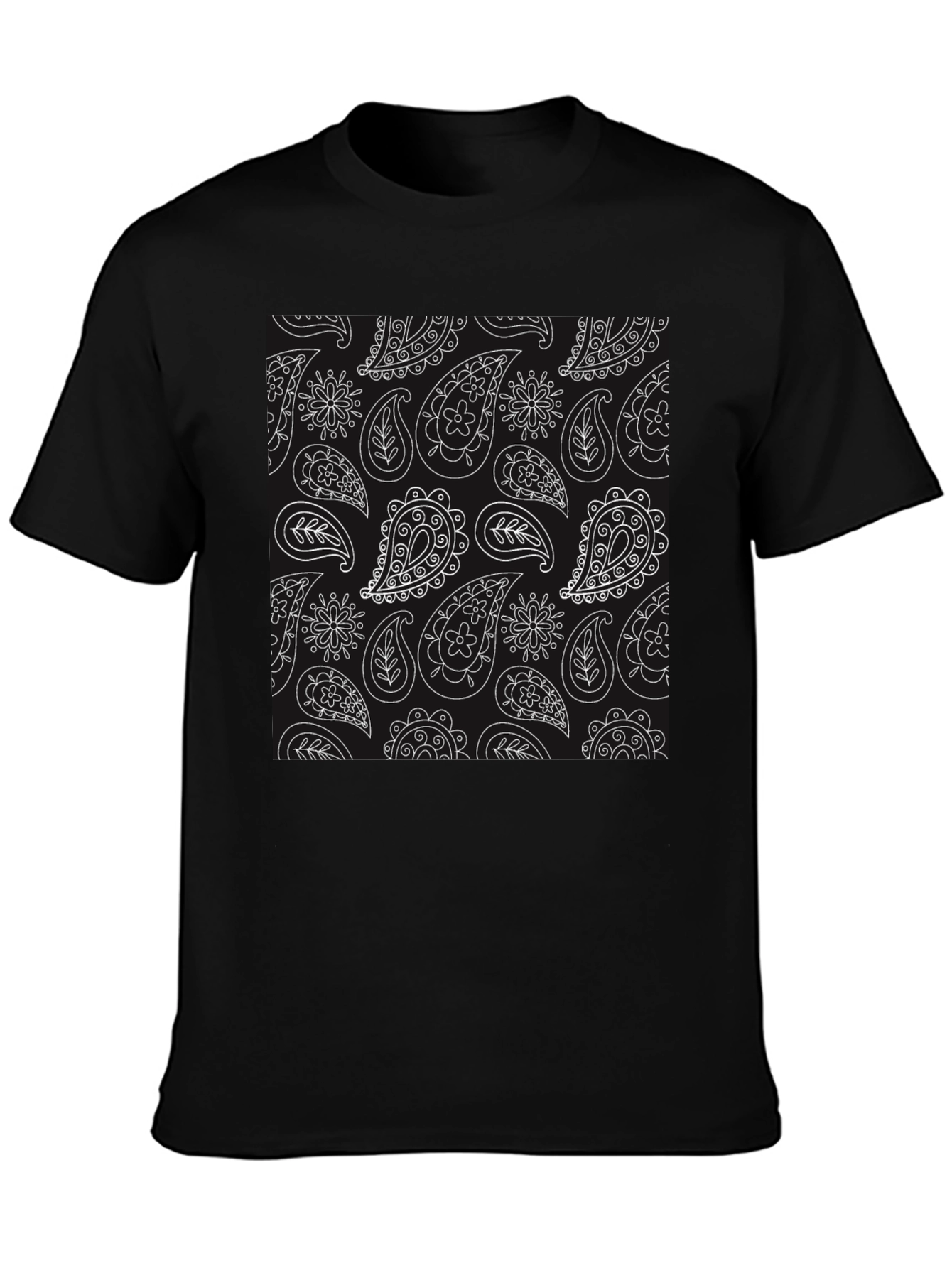 Stylish Black Paisley Pattern T-Shirt