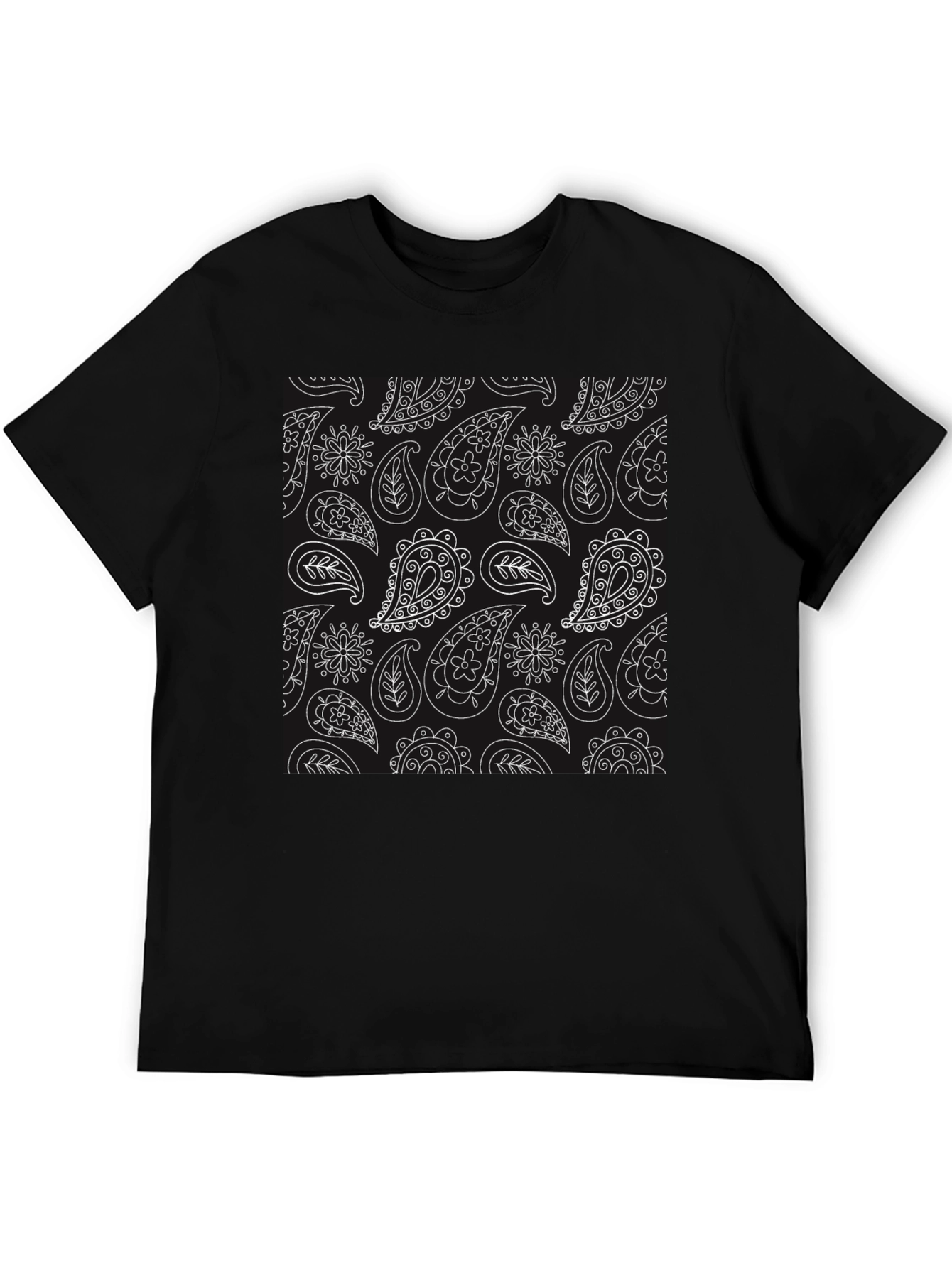 Stylish Black Paisley Pattern T-Shirt