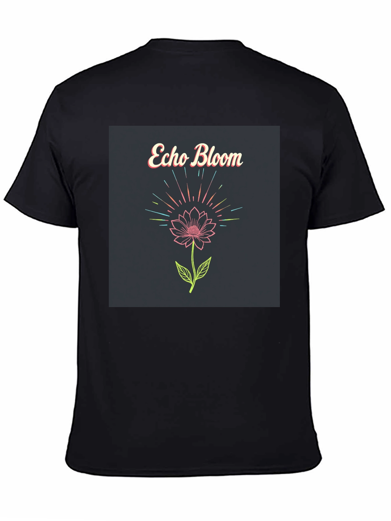 Echo Bloom Graphic Print Black T-Shirt