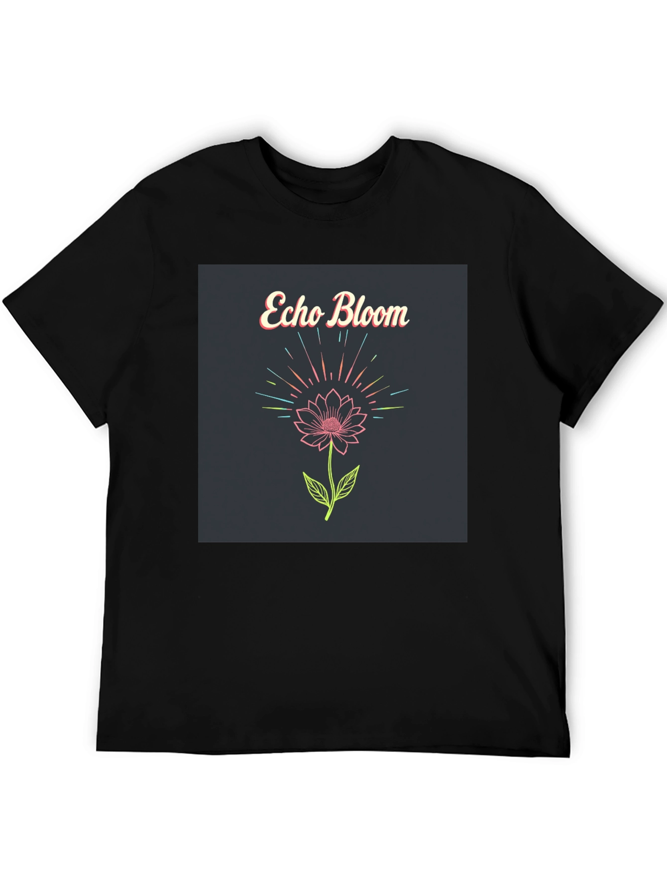 Echo Bloom Graphic Print Black T-Shirt
