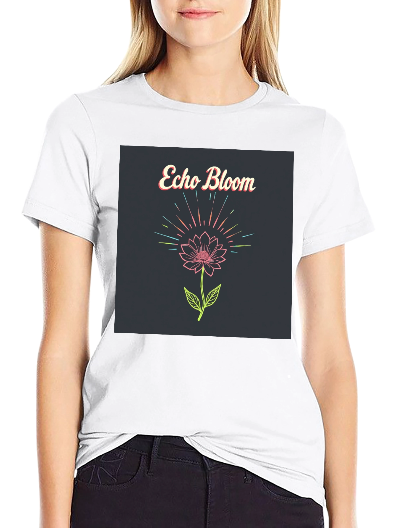 Echo Bloom Graphic Print Black T-Shirt