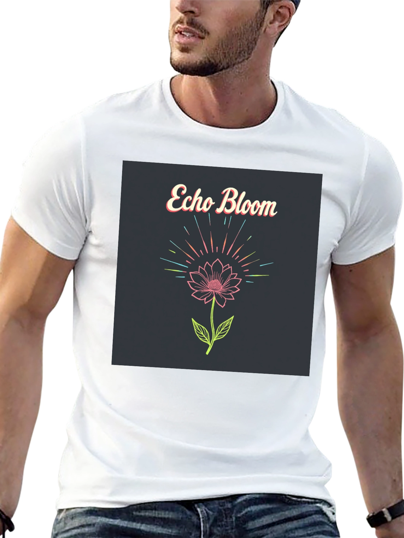 Echo Bloom Graphic Print Black T-Shirt