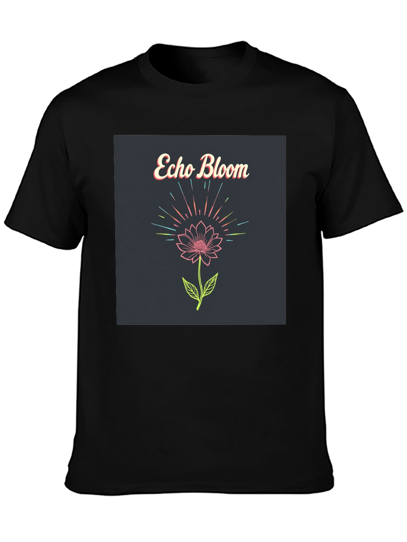 Echo Bloom Graphic Print Black T-Shirt