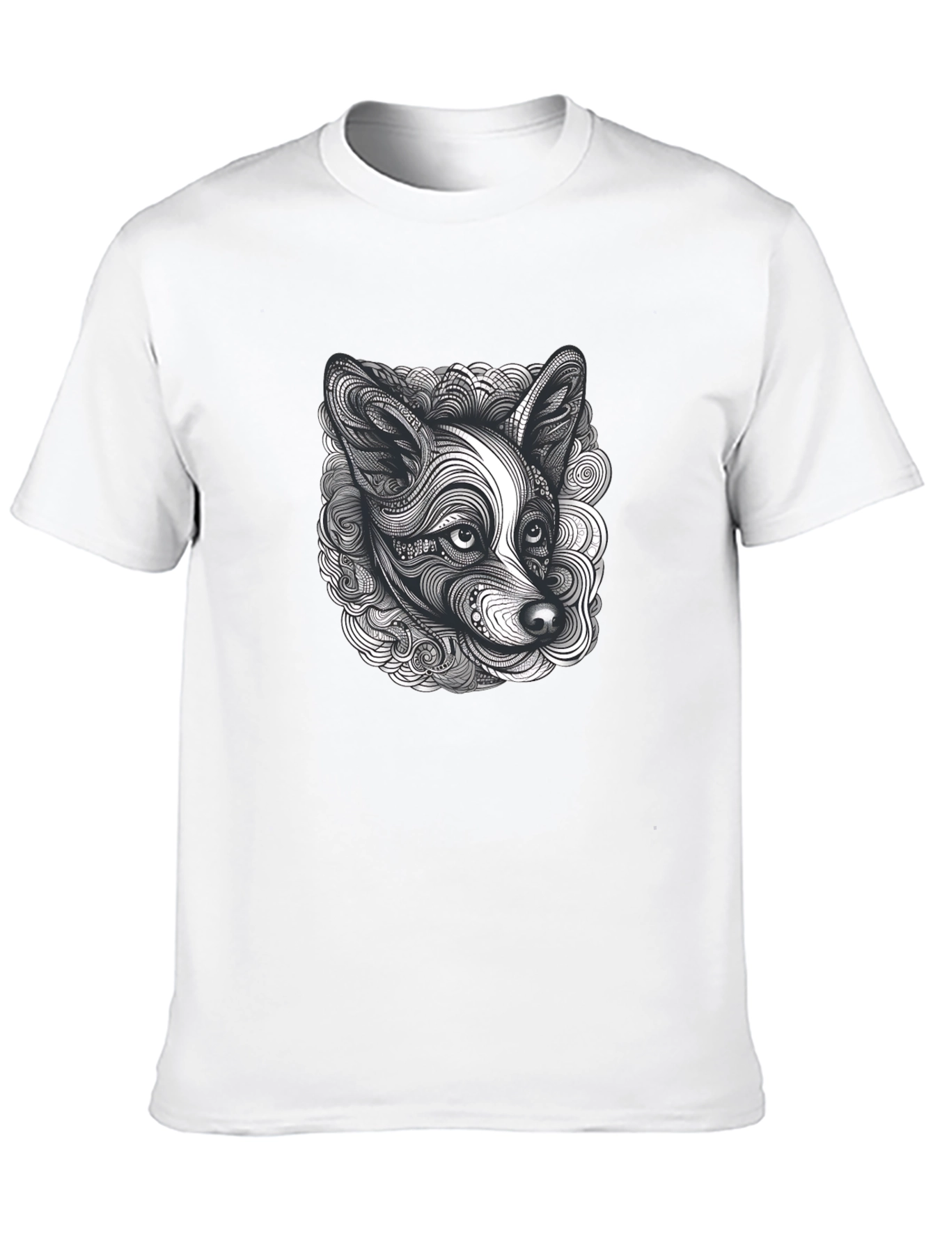 Abstract Dog Print Black T-Shirt