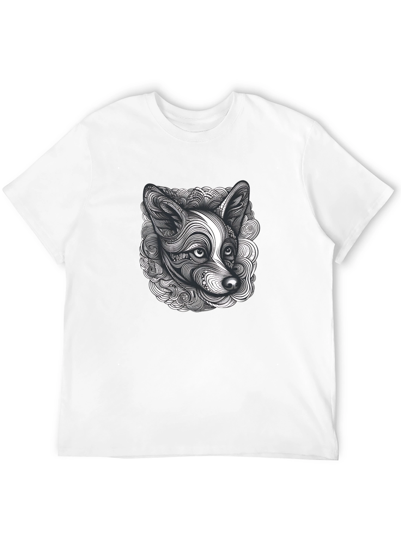 Abstract Dog Print Black T-Shirt