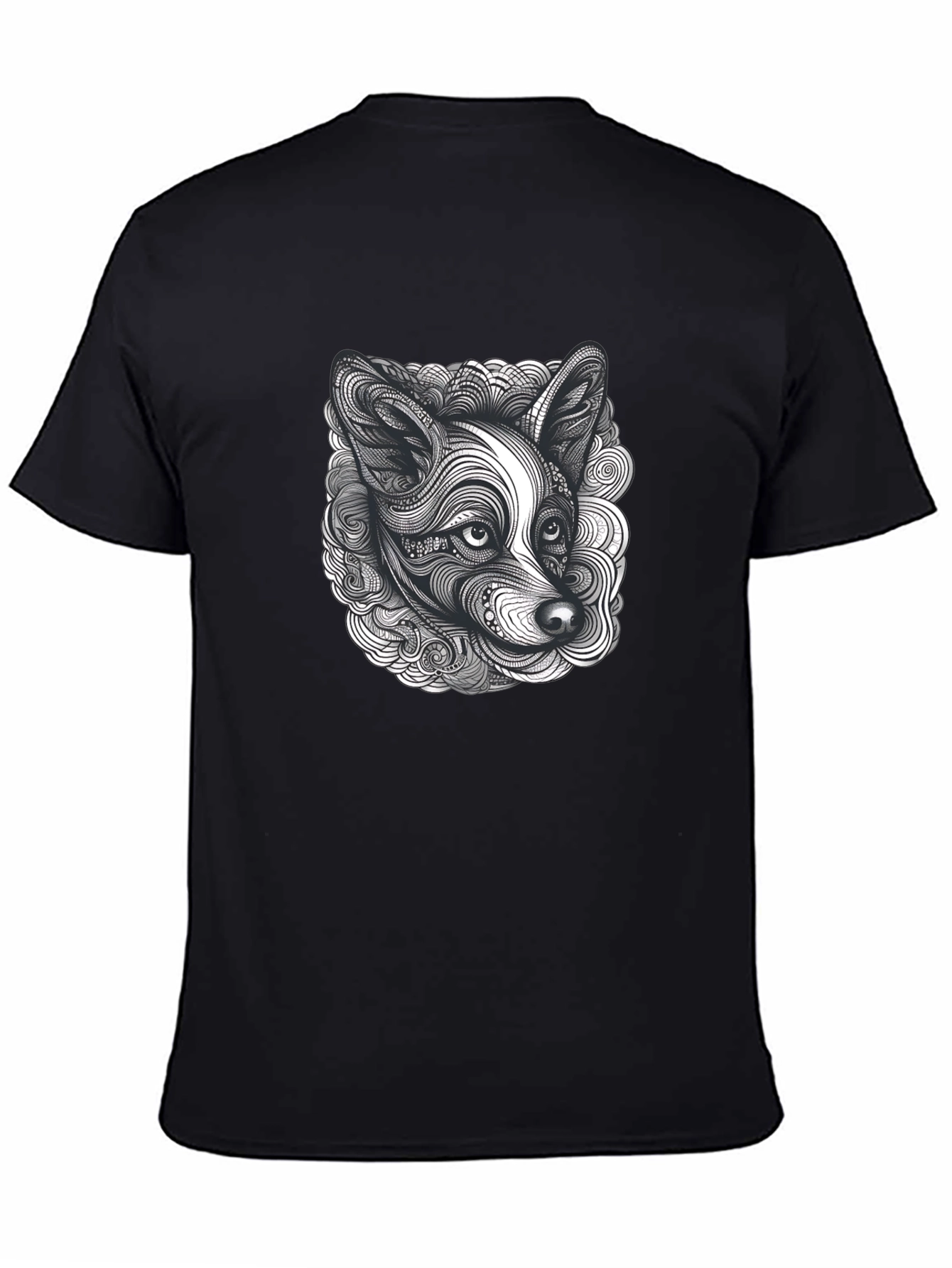 Abstract Dog Print Black T-Shirt