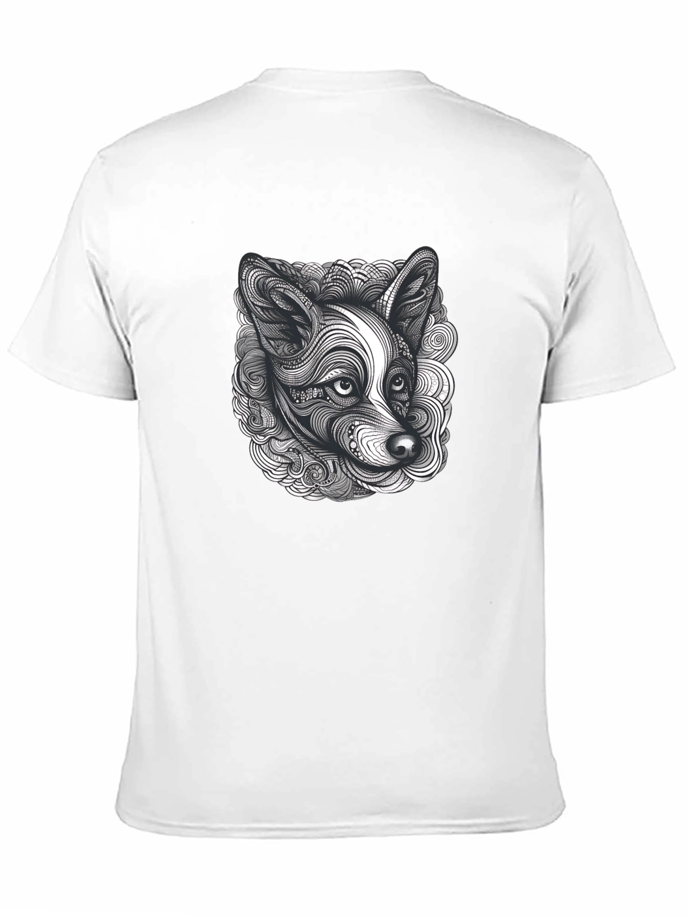 Abstract Dog Print Black T-Shirt