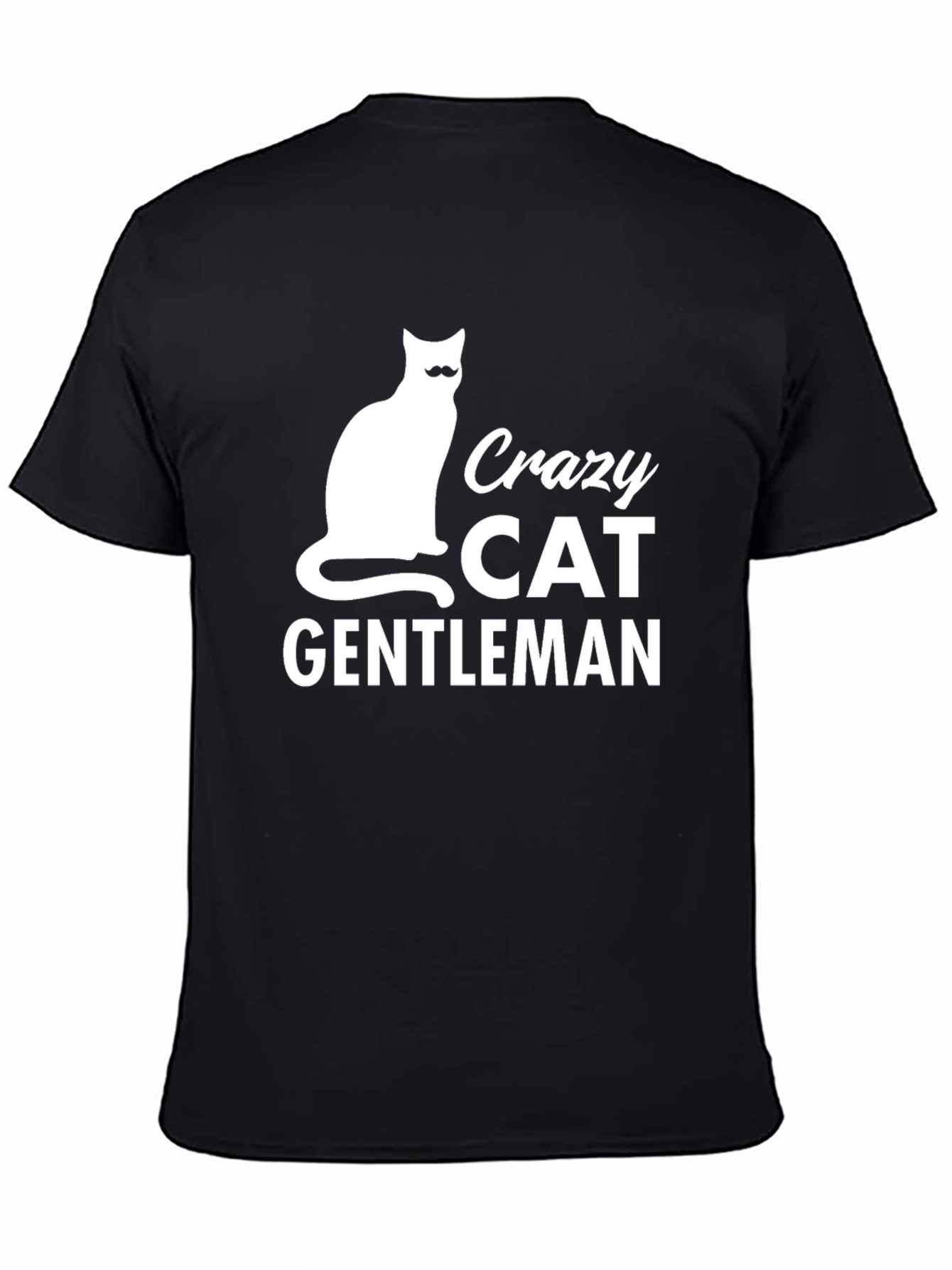 Crazy Cat Gentleman Graphic T-Shirt Black Mens
