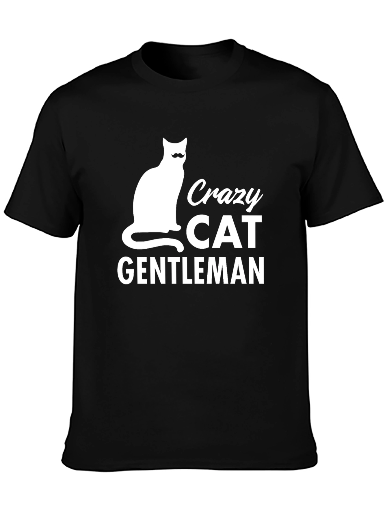 Crazy Cat Gentleman Graphic T-Shirt Black Mens