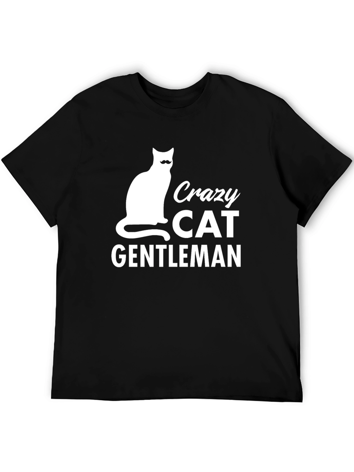 Crazy Cat Gentleman Graphic T-Shirt Black Mens
