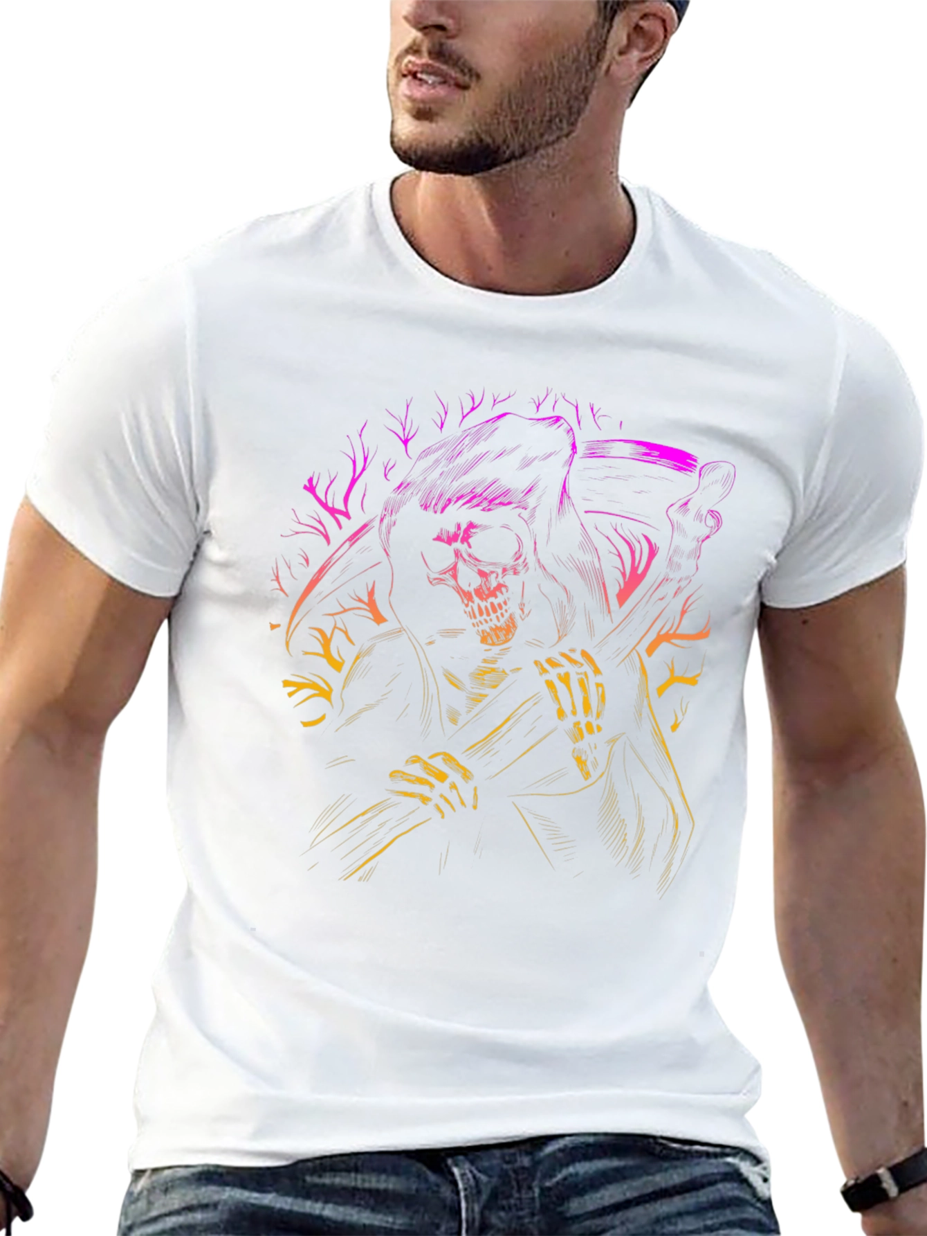 Grim Reaper Graphic Tee - Death Scythe Skeleton T-Shirt