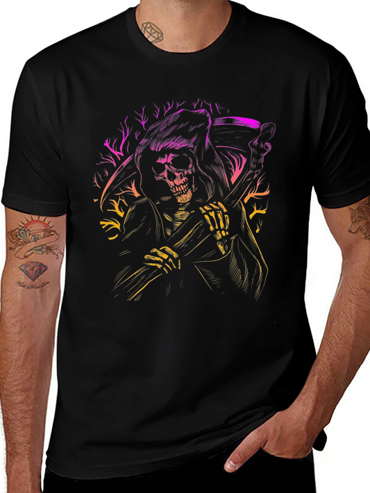 Grim Reaper Graphic Tee - Death Scythe Skeleton T-Shirt