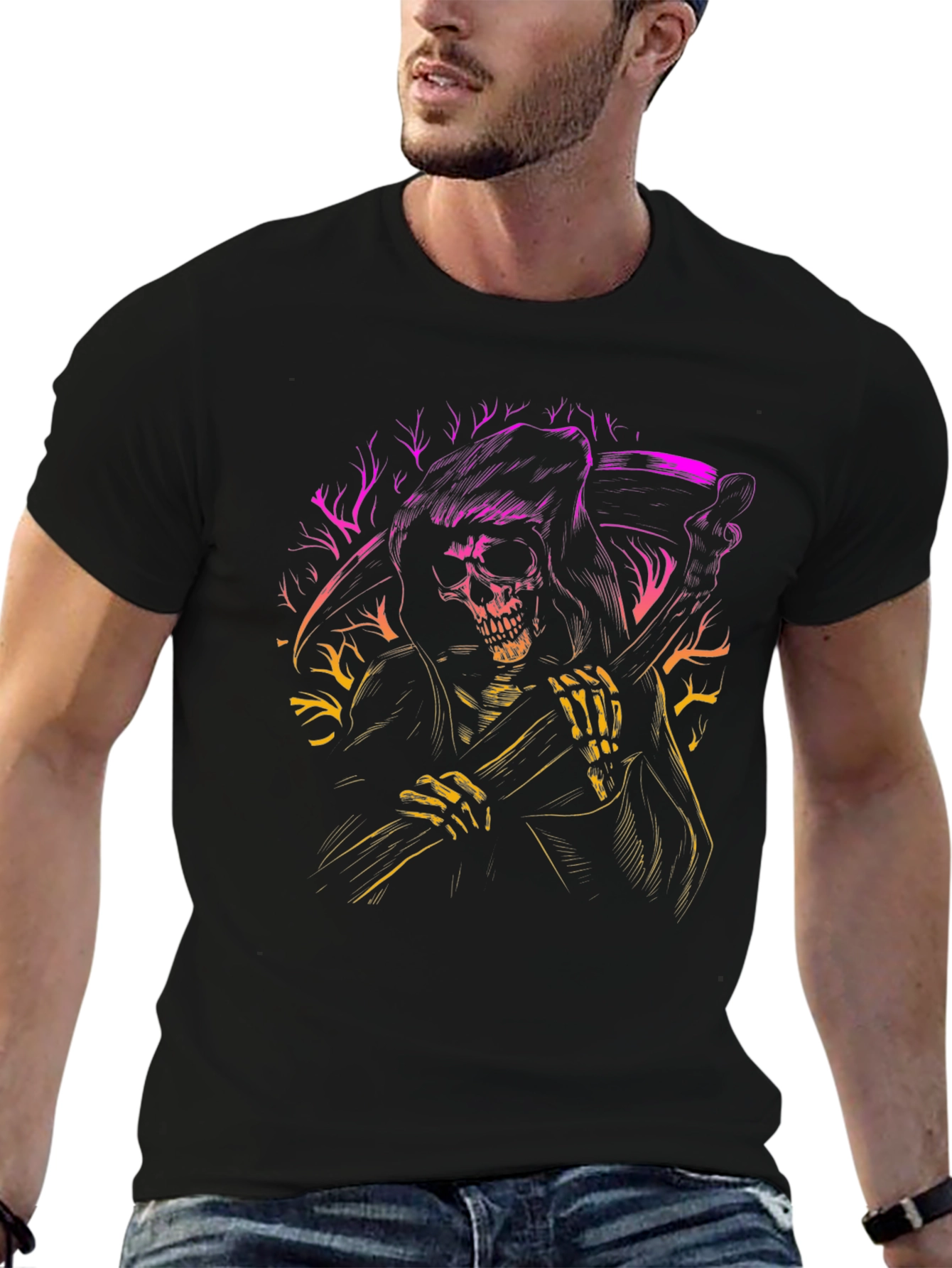 Grim Reaper Graphic Tee - Death Scythe Skeleton T-Shirt