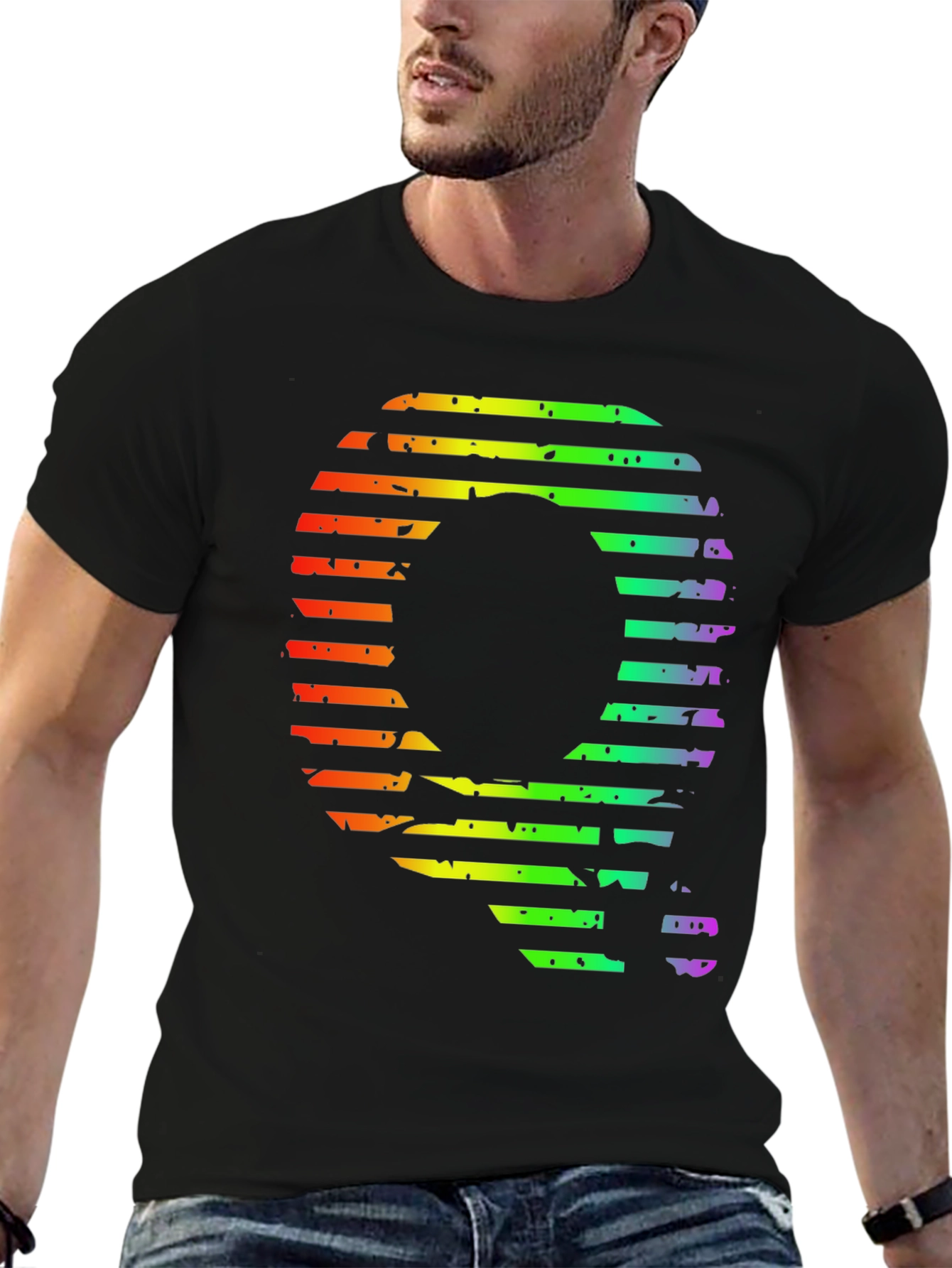 Retro Rainbow Letter Q Graphic Tee