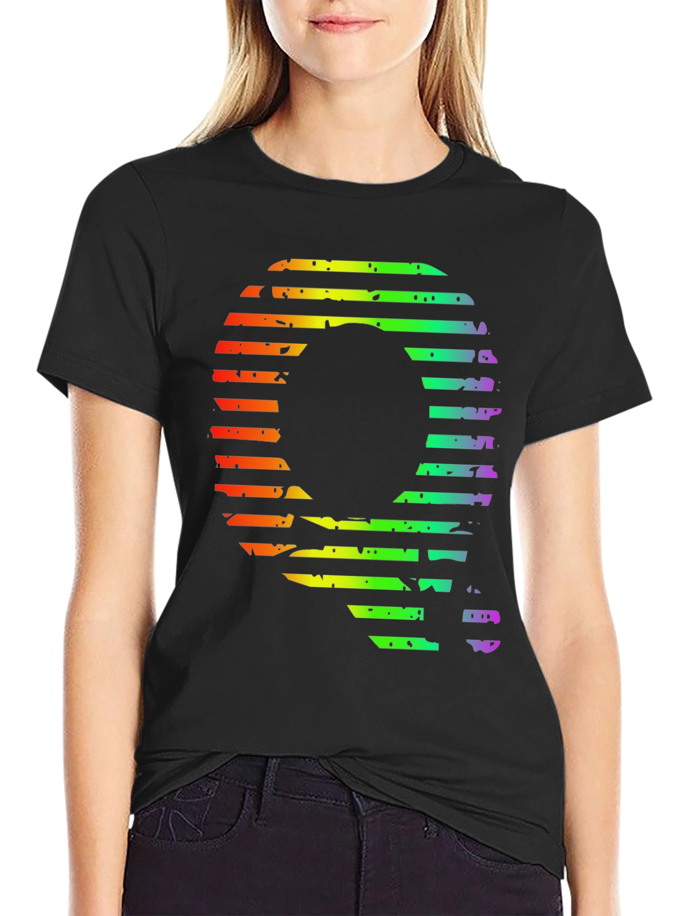 Retro Rainbow Letter Q Graphic Tee