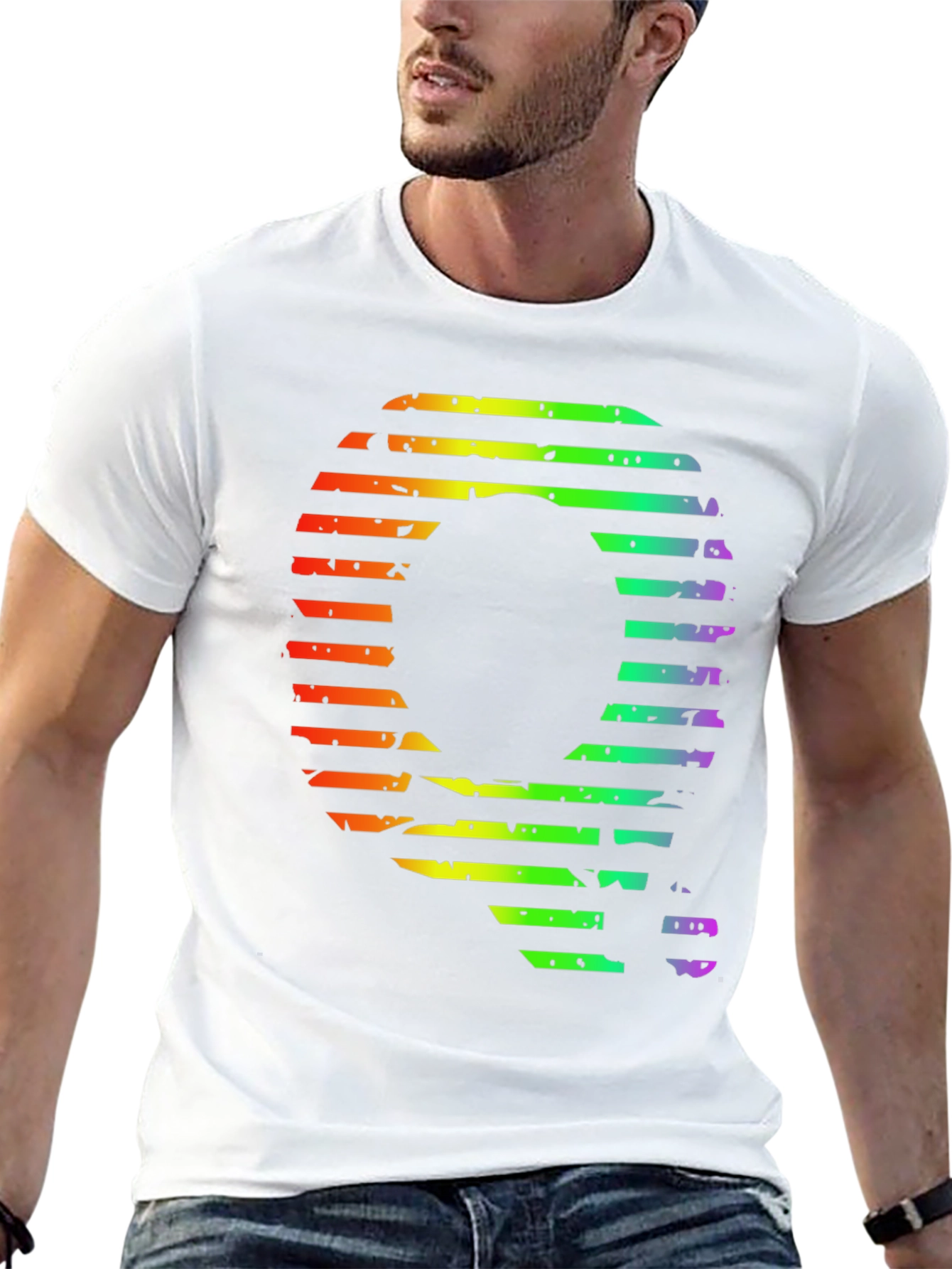 Retro Rainbow Letter Q Graphic Tee