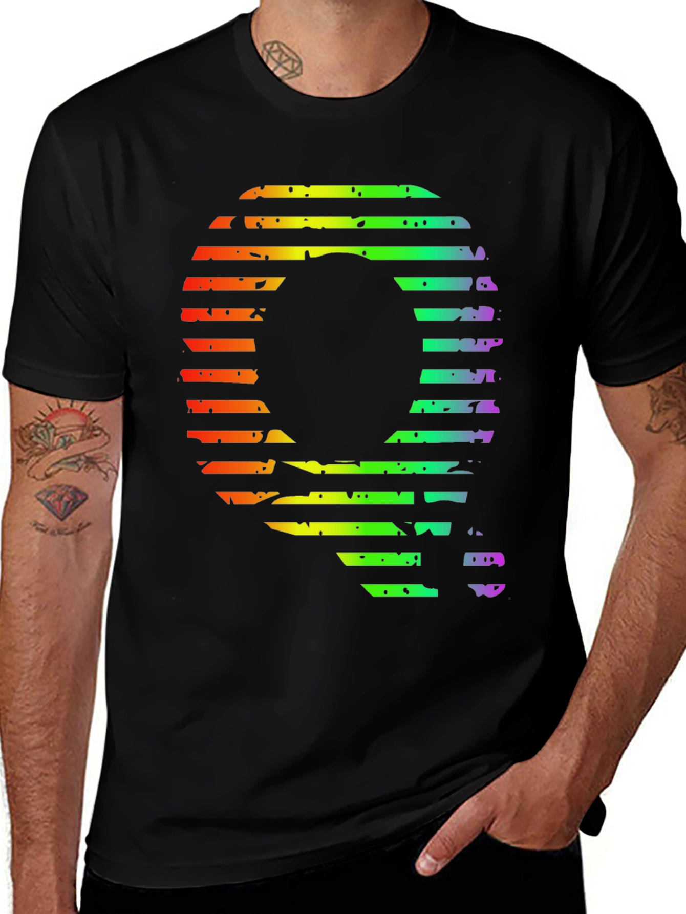 Retro Rainbow Letter Q Graphic Tee