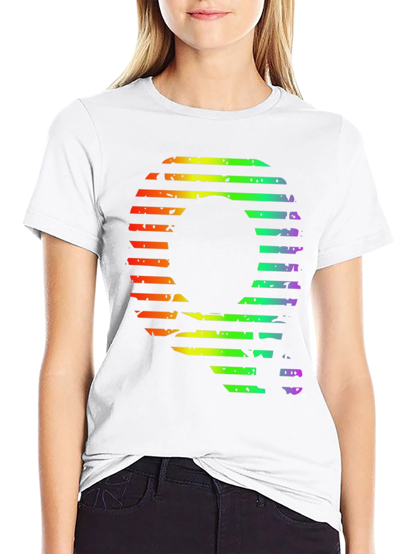 Retro Rainbow Letter Q Graphic Tee