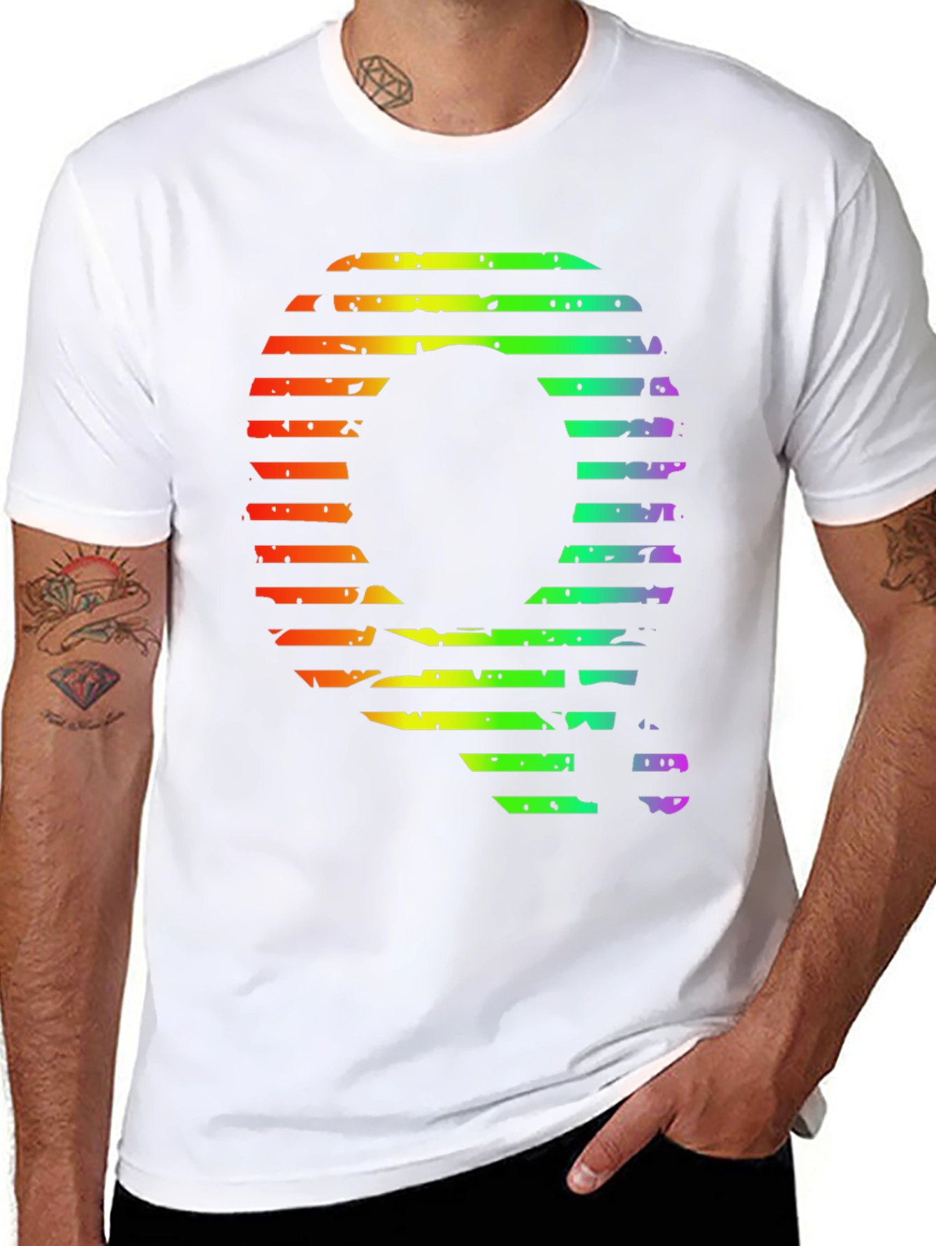 Retro Rainbow Letter Q Graphic Tee