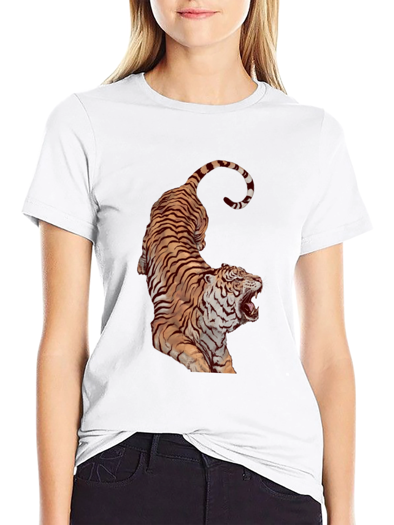 Tiger Graphic Print Black T-Shirt