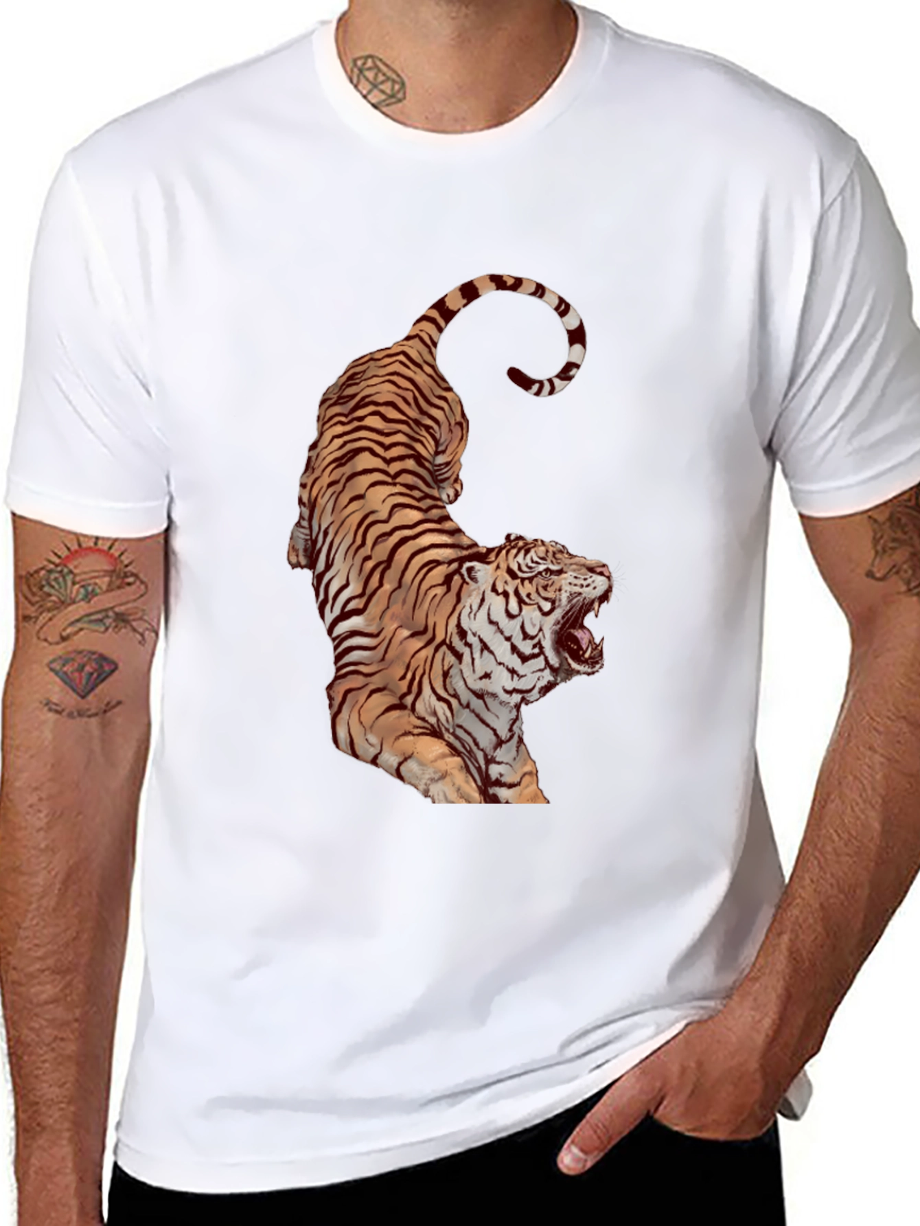 Tiger Graphic Print Black T-Shirt