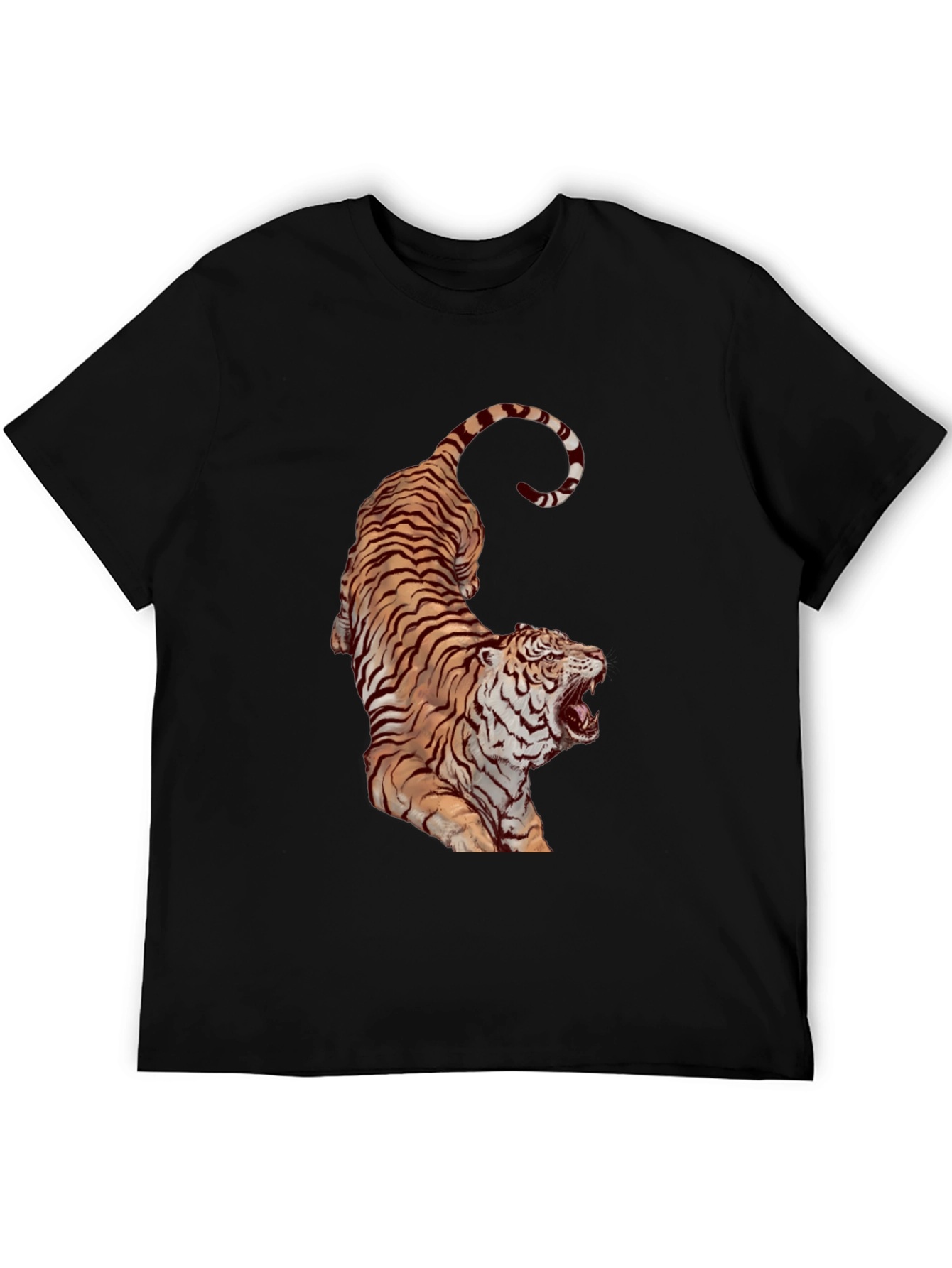 Tiger Graphic Print Black T-Shirt
