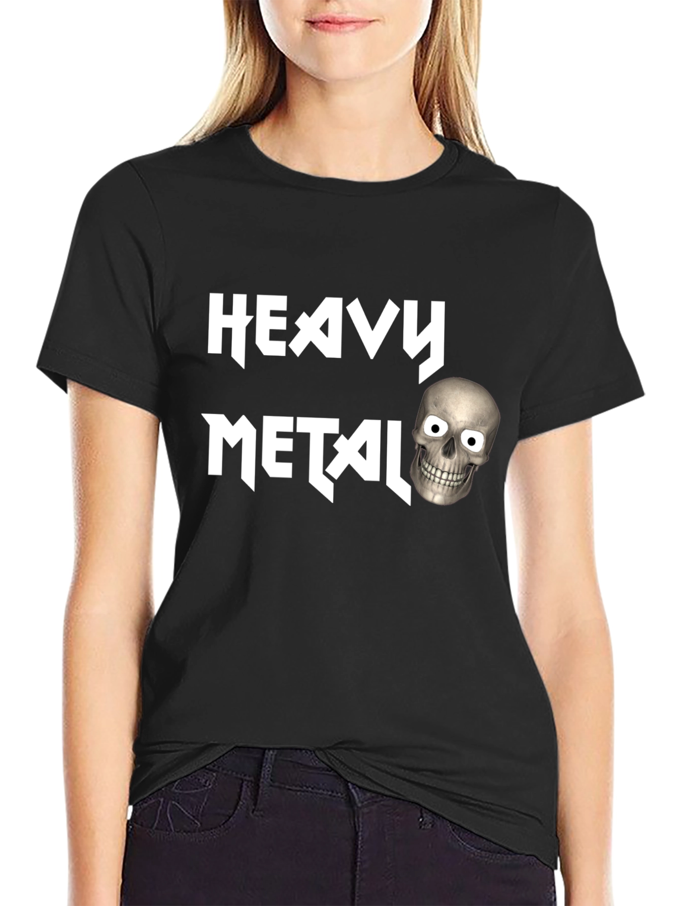 Heavy Metal Skull Graphic Black T-Shirt