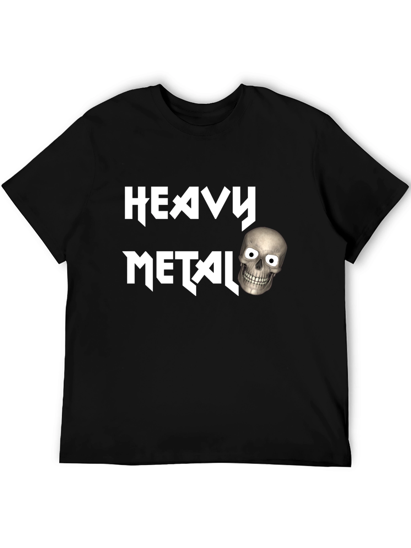 Heavy Metal Skull Graphic Black T-Shirt