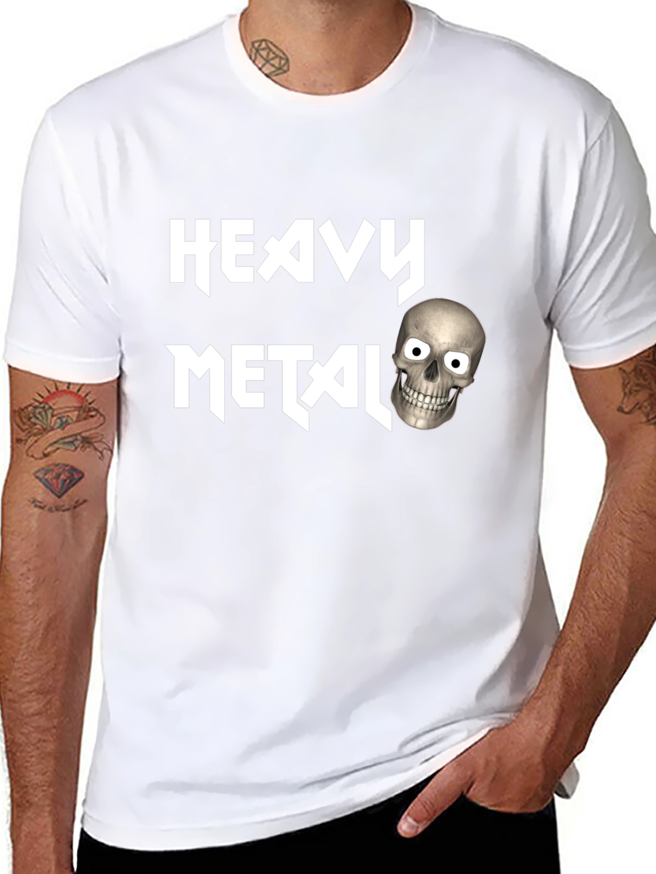 Heavy Metal Skull Graphic Black T-Shirt