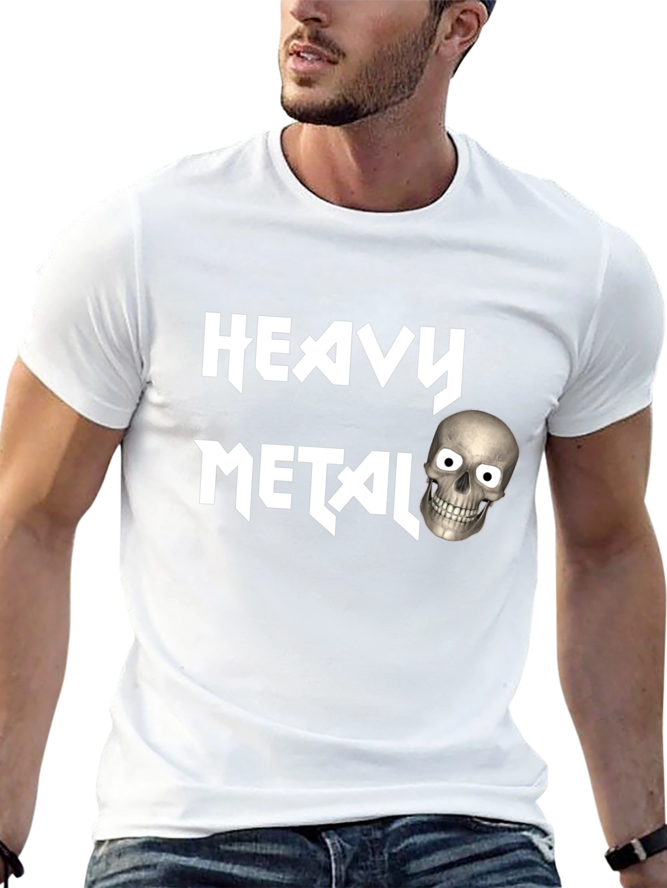 Heavy Metal Skull Graphic Black T-Shirt
