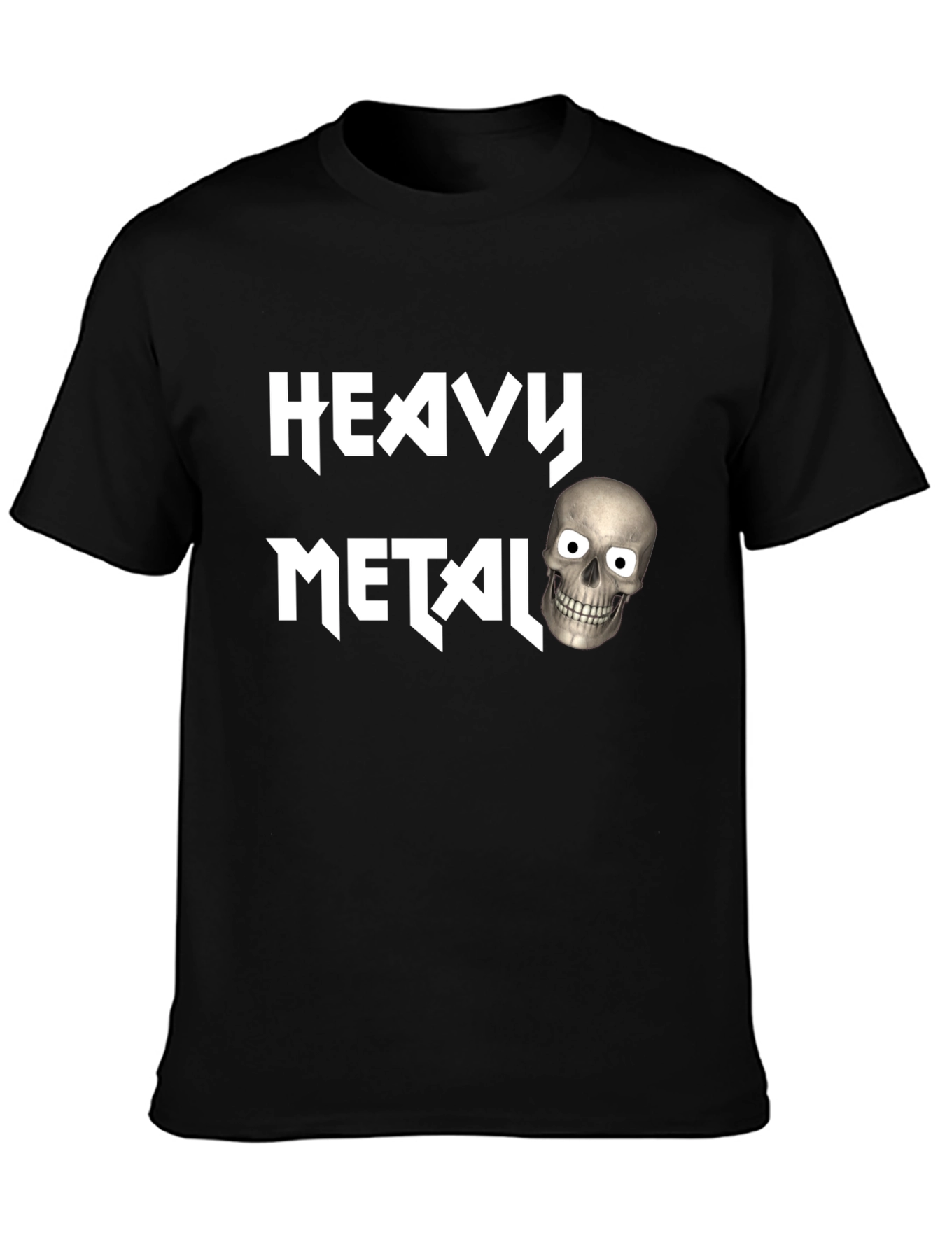 Heavy Metal Skull Graphic Black T-Shirt