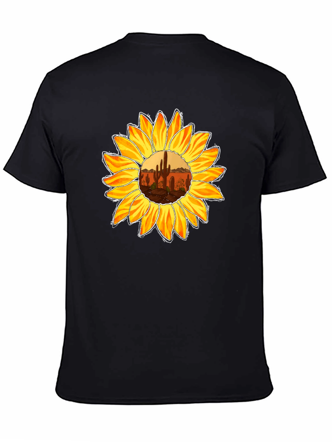 Sunflower Desert Graphic Tee - Unisex Black T-Shirt