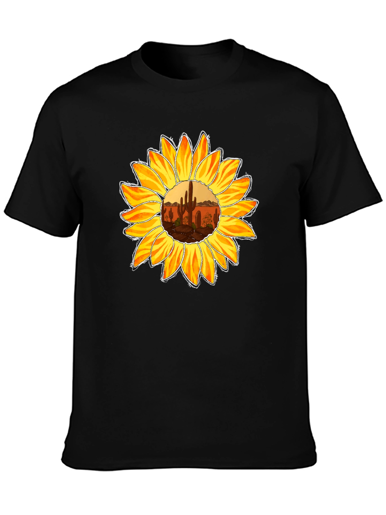 Sunflower Desert Graphic Tee - Unisex Black T-Shirt
