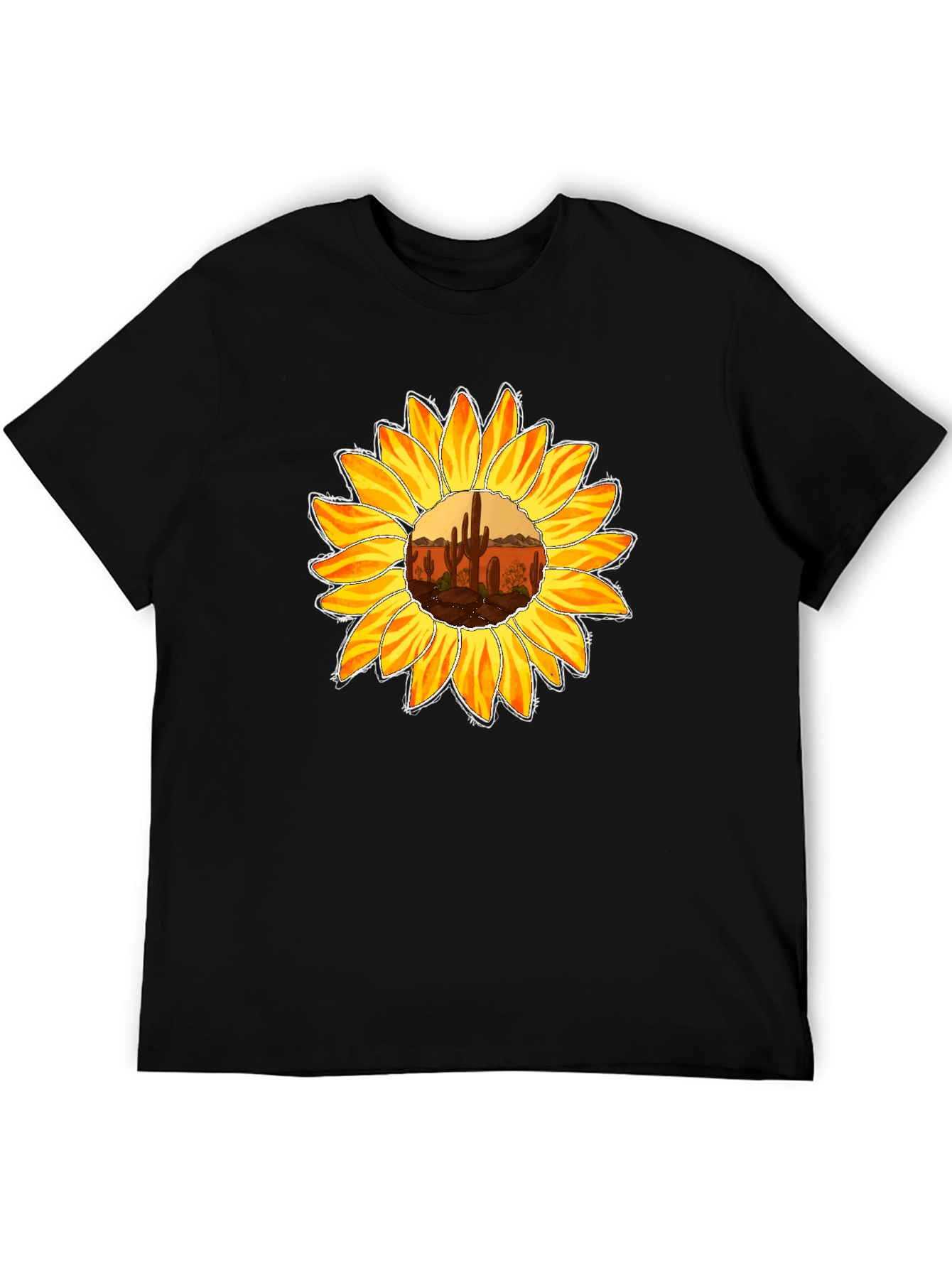 Sunflower Desert Graphic Tee - Unisex Black T-Shirt
