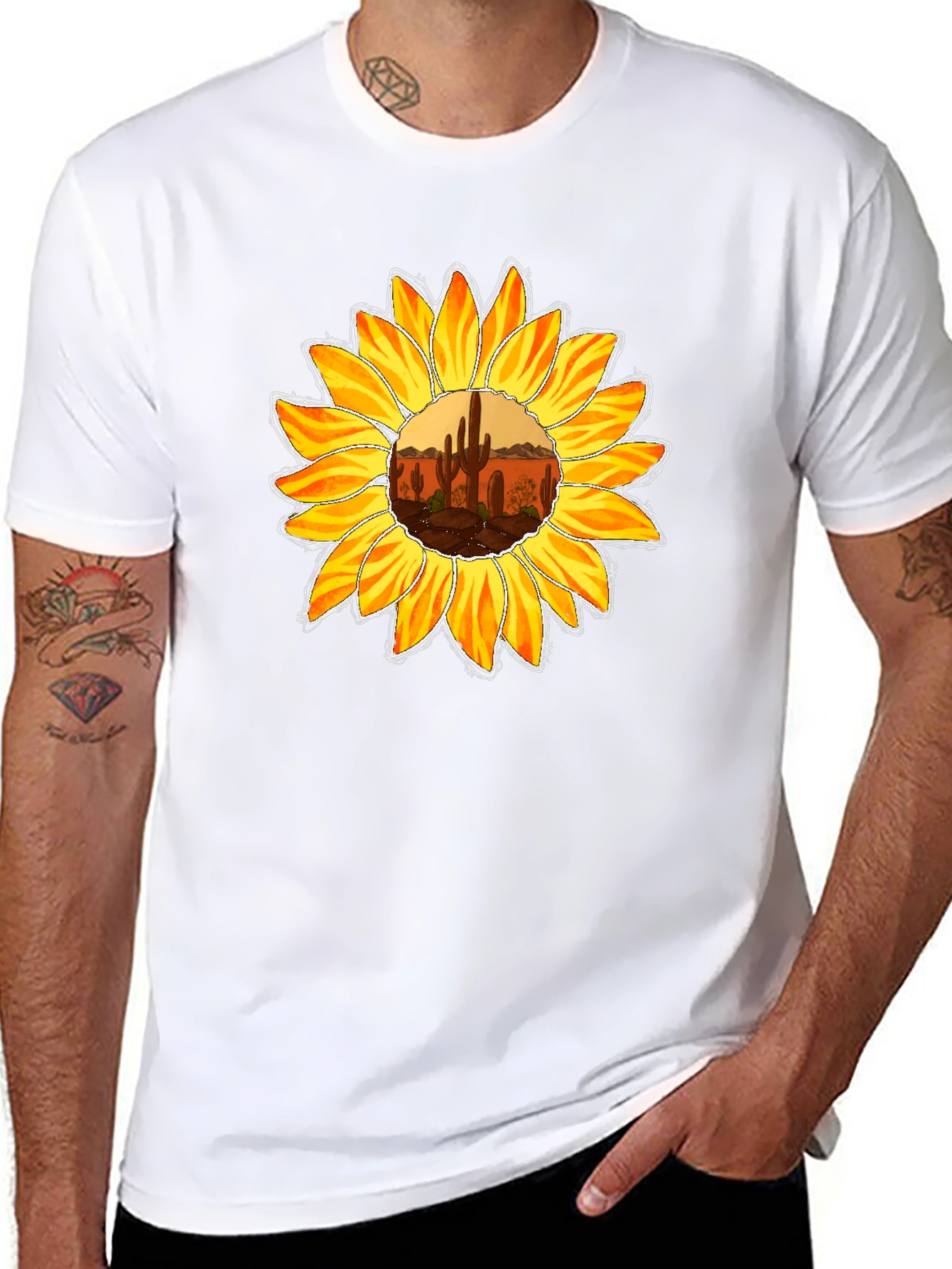 Sunflower Desert Graphic Tee - Unisex Black T-Shirt