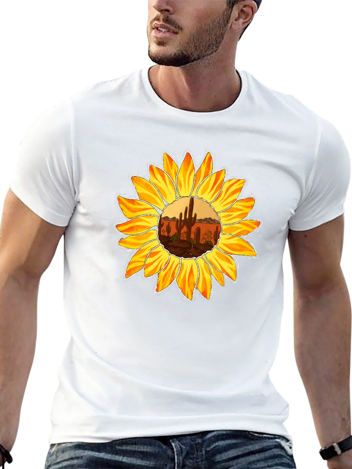 Sunflower Desert Graphic Tee - Unisex Black T-Shirt