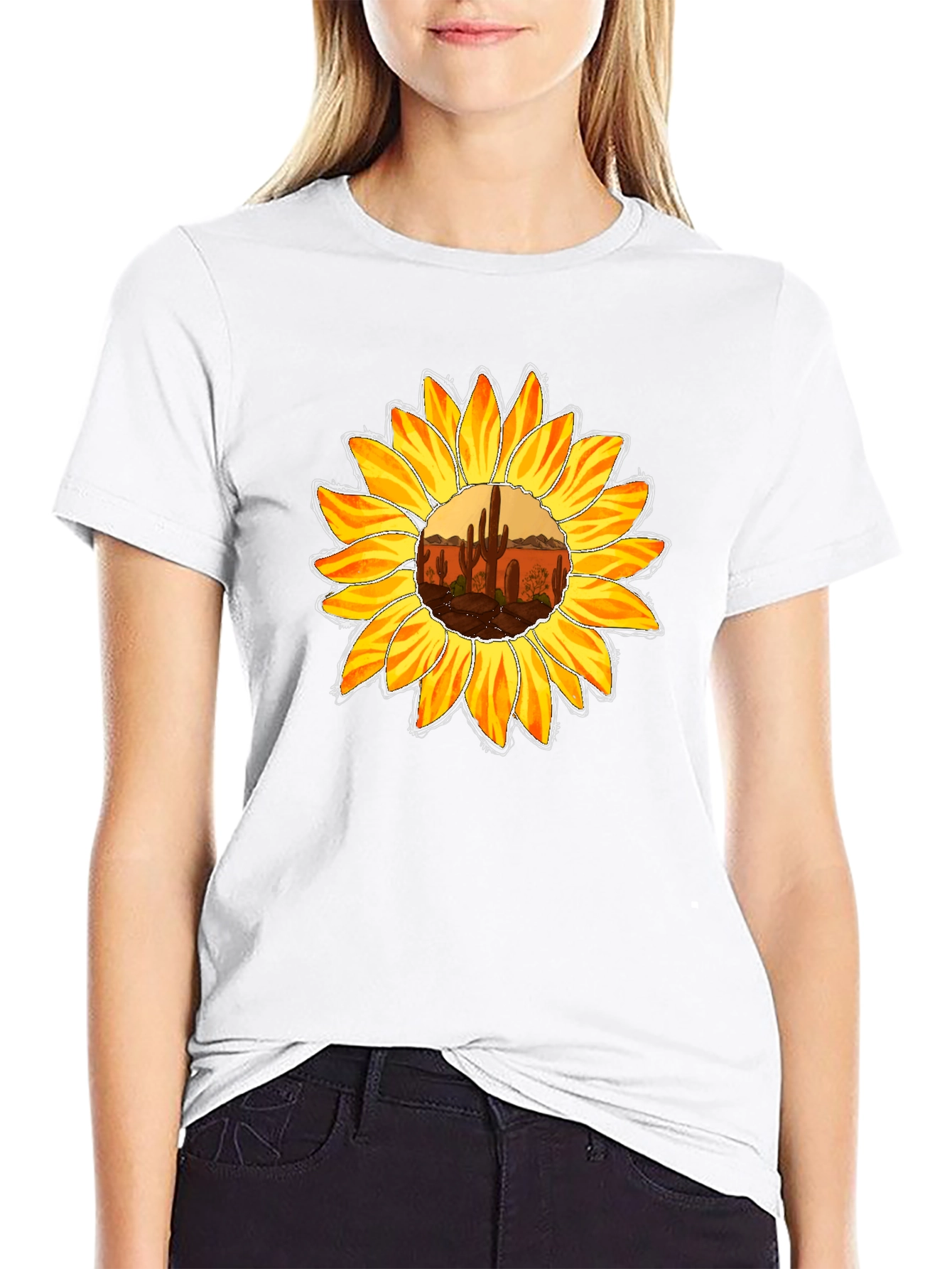 Sunflower Desert Graphic Tee - Unisex Black T-Shirt