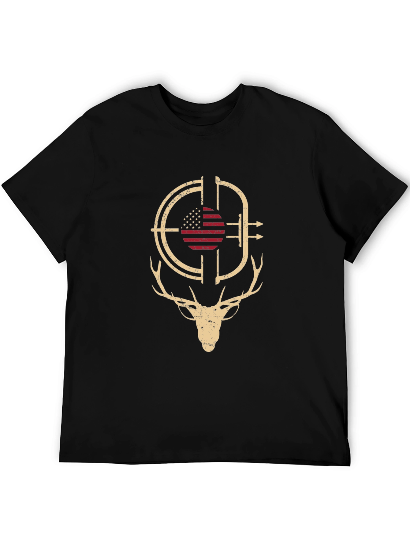 Deer Hunting Target USA Flag Graphic T-Shirt