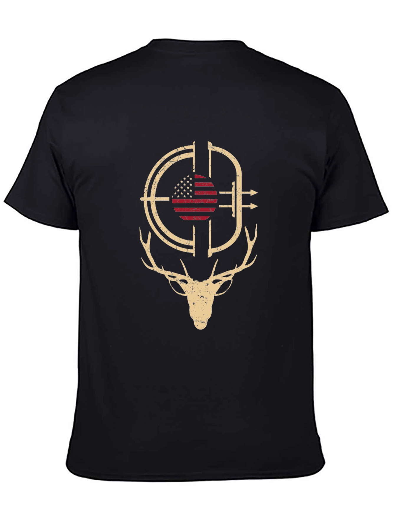 Deer Hunting Target USA Flag Graphic T-Shirt