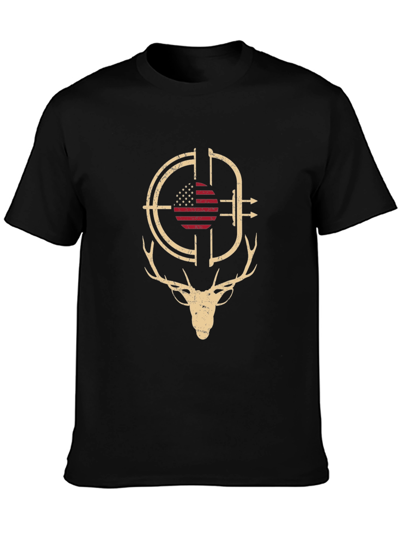 Deer Hunting Target USA Flag Graphic T-Shirt