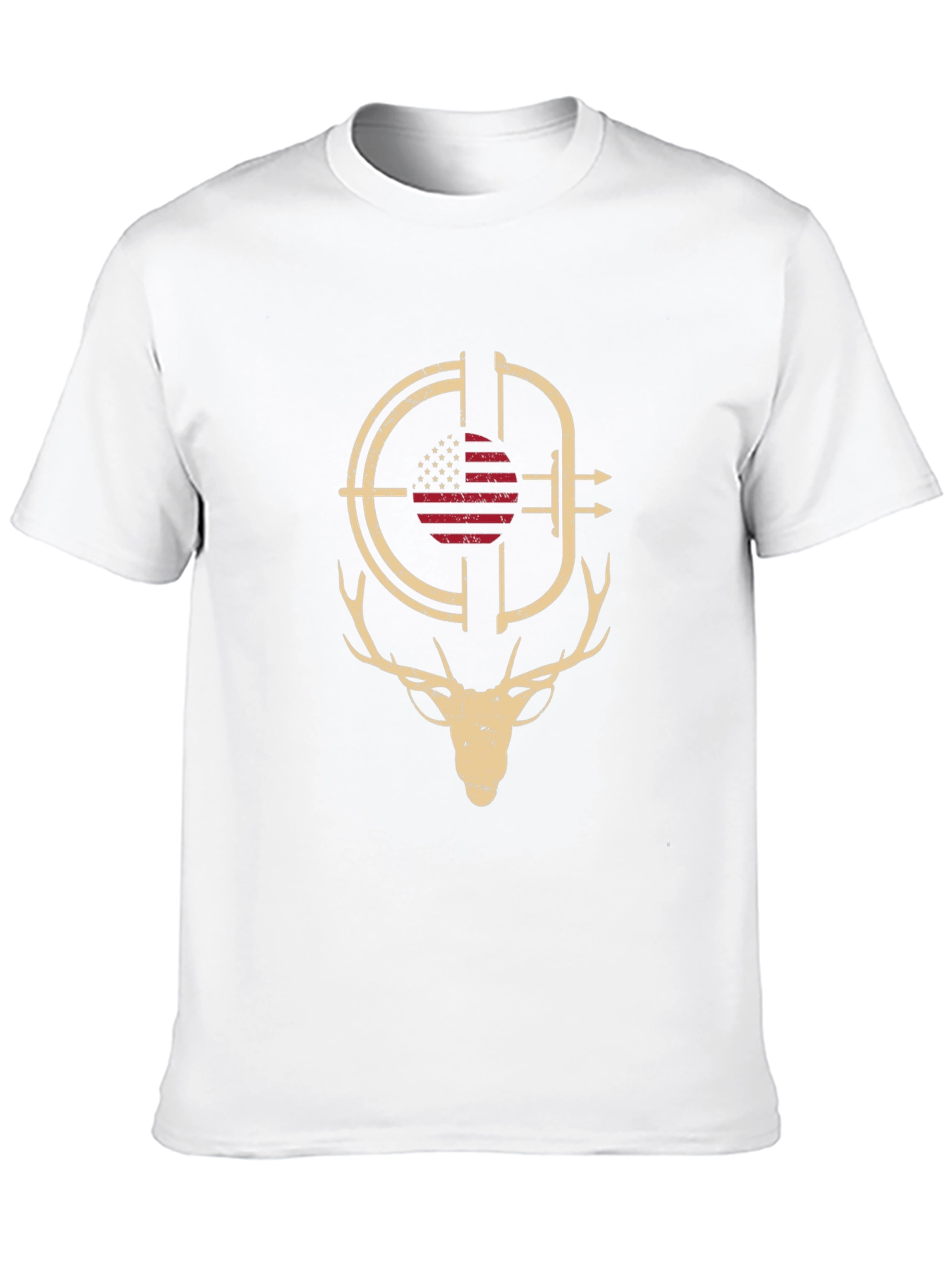 Deer Hunting Target USA Flag Graphic T-Shirt