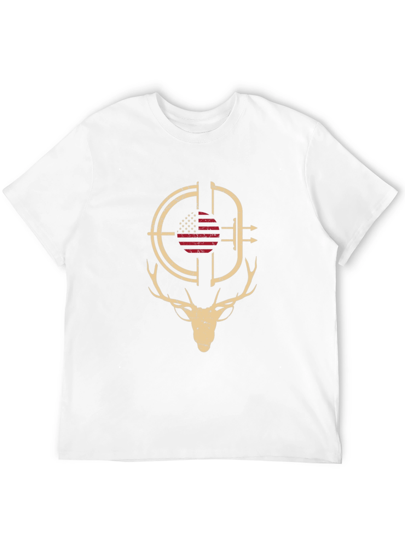 Deer Hunting Target USA Flag Graphic T-Shirt