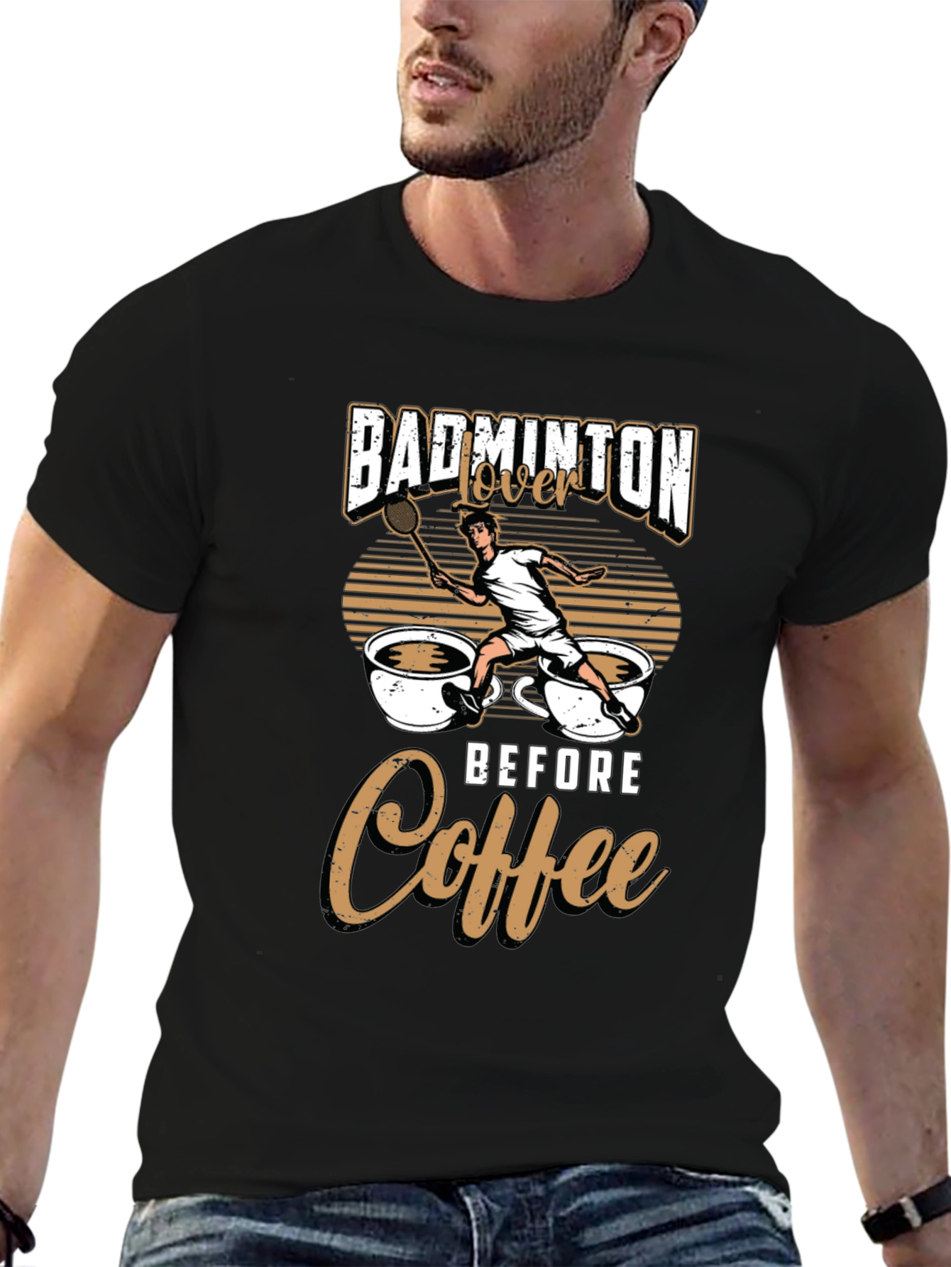 Badminton Lover Before Coffee Graphic Tee