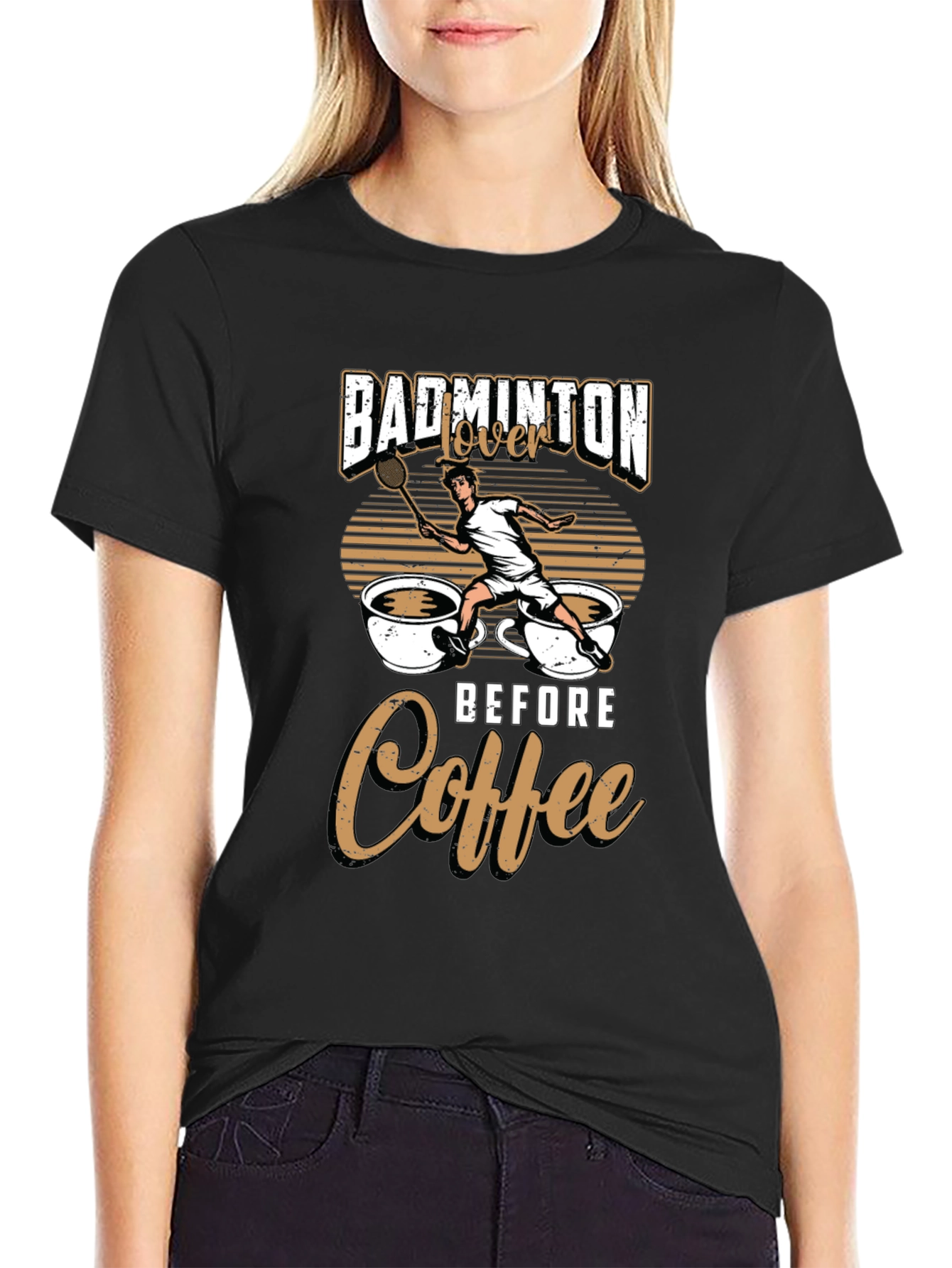 Badminton Lover Before Coffee Graphic Tee