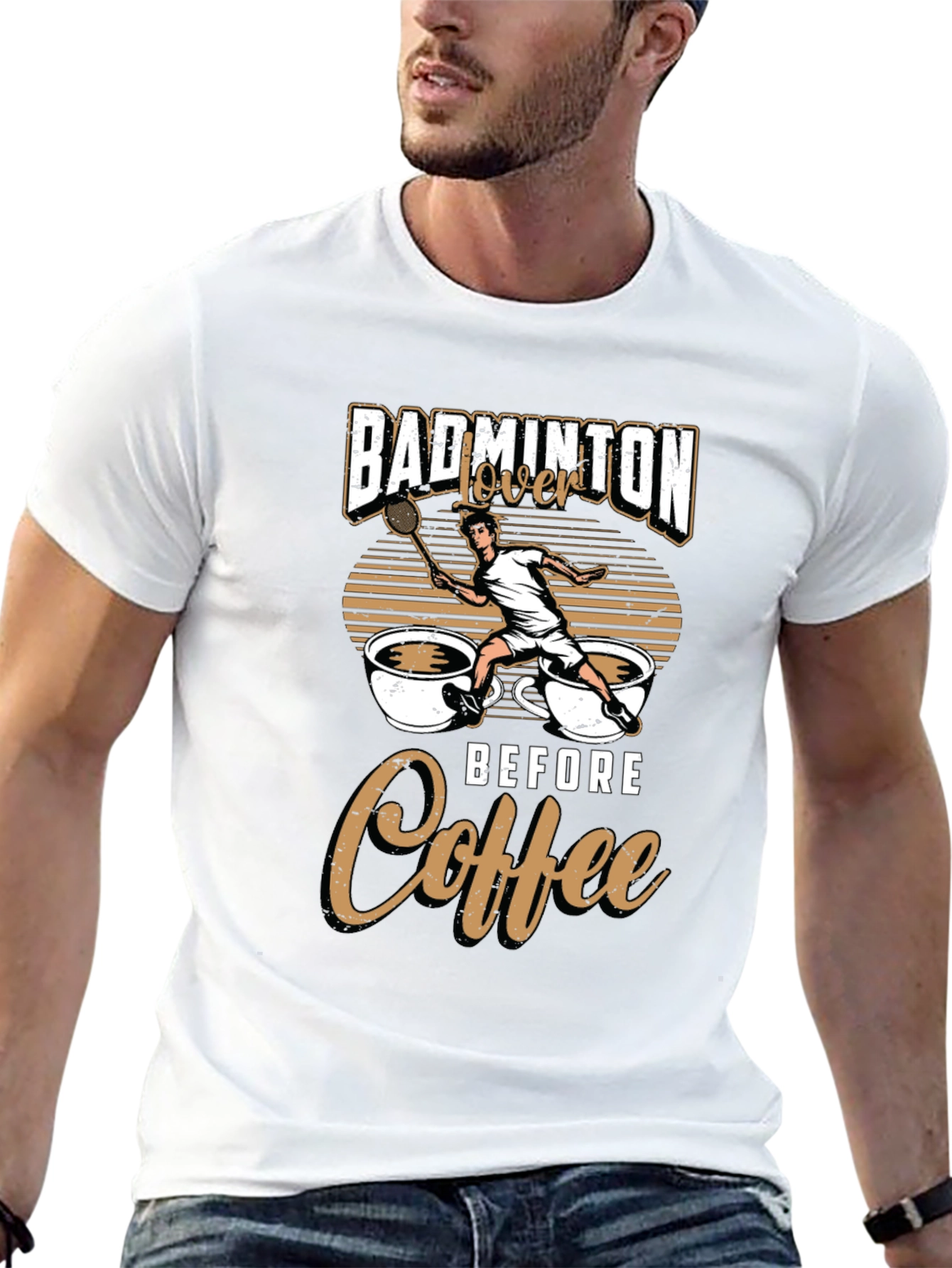 Badminton Lover Before Coffee Graphic Tee